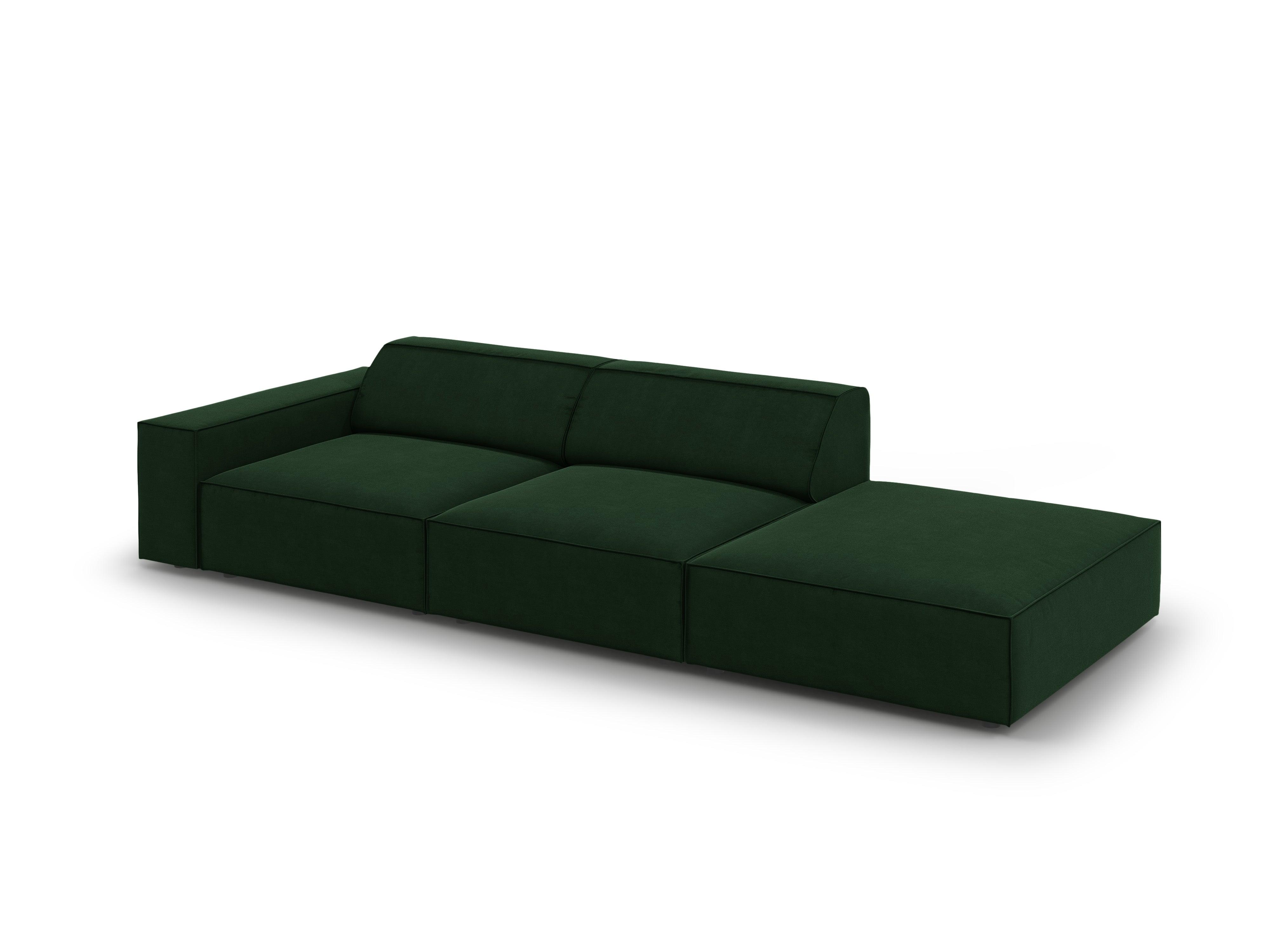 Sofa aksamitna prawostronna 3-osobowa JODIE butelkowa zieleń Micadoni    Eye on Design