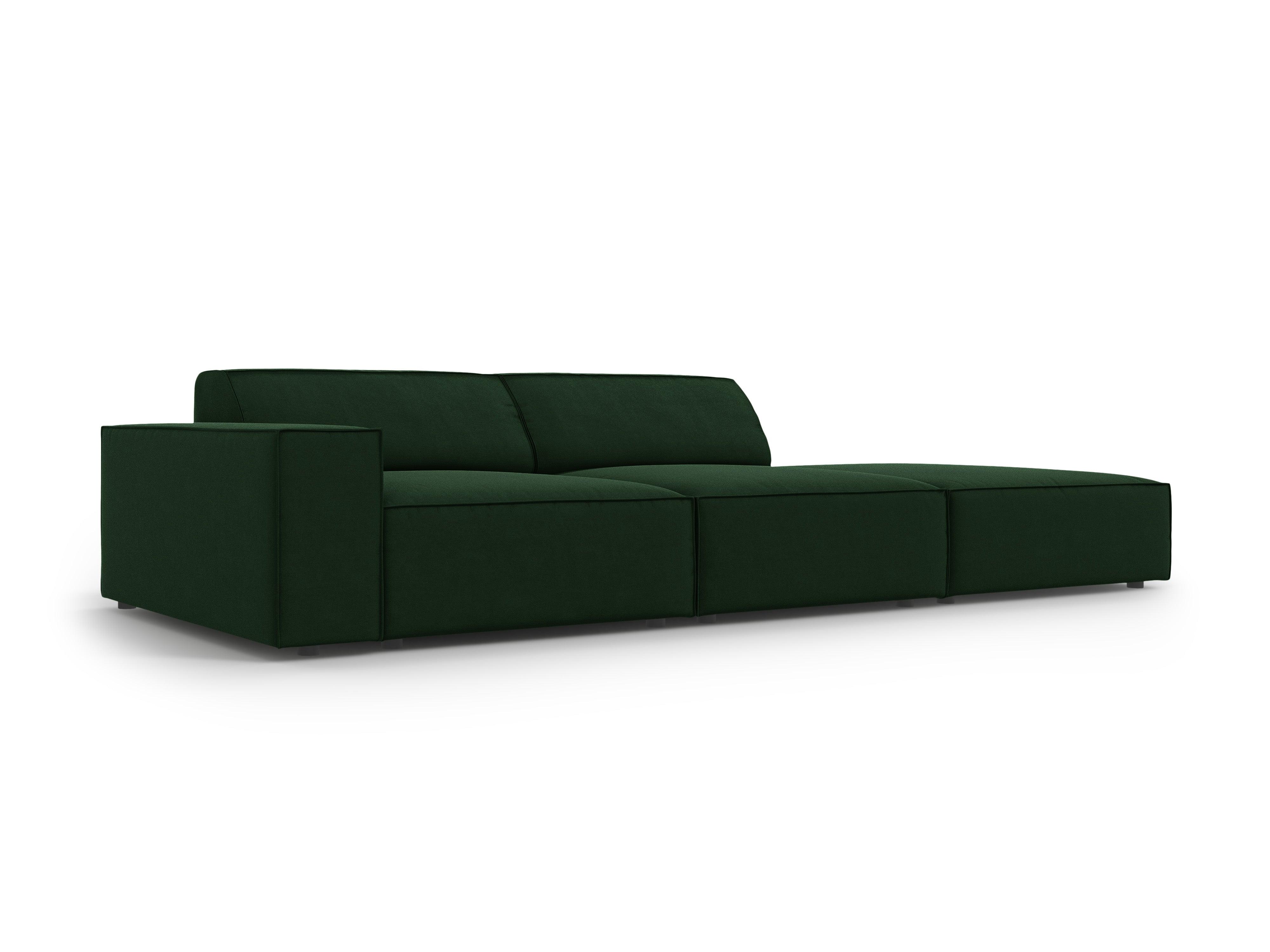 Sofa aksamitna prawostronna 3-osobowa JODIE butelkowa zieleń Micadoni    Eye on Design