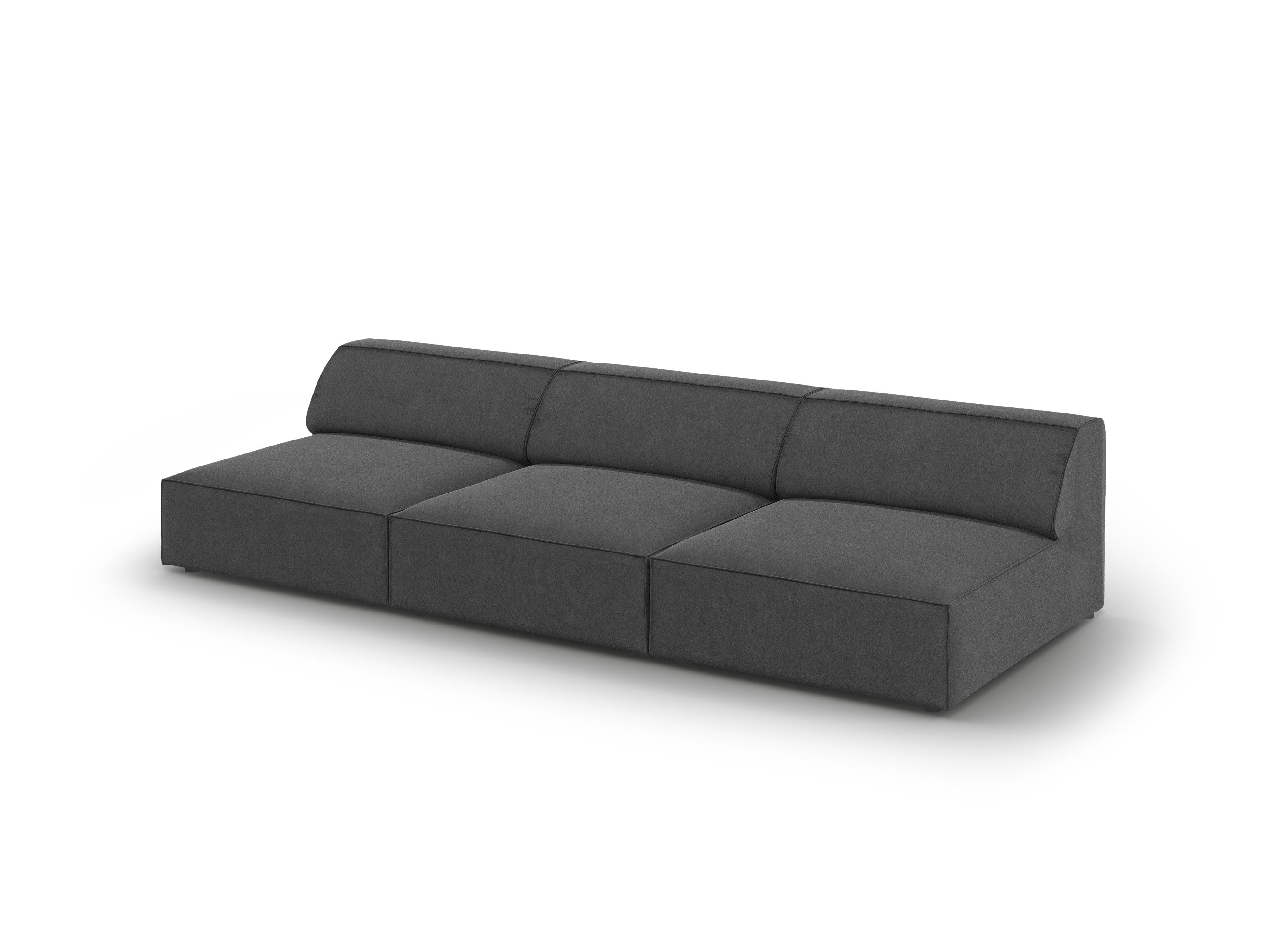 Sofa aksamitna 3-osobowa otwarta JODIE ciemnoszary Micadoni    Eye on Design