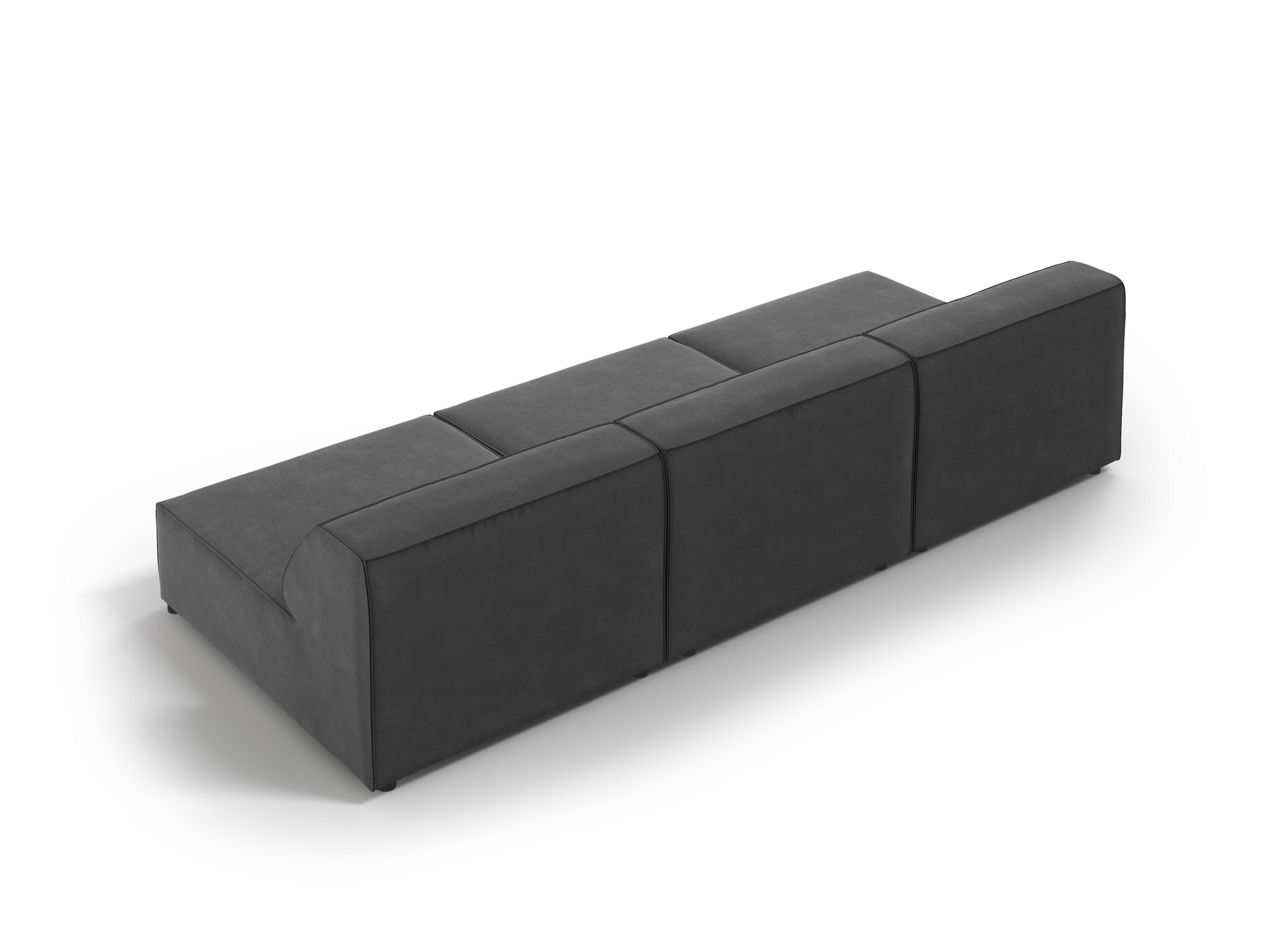 Sofa aksamitna 3-osobowa otwarta JODIE ciemnoszary Micadoni    Eye on Design