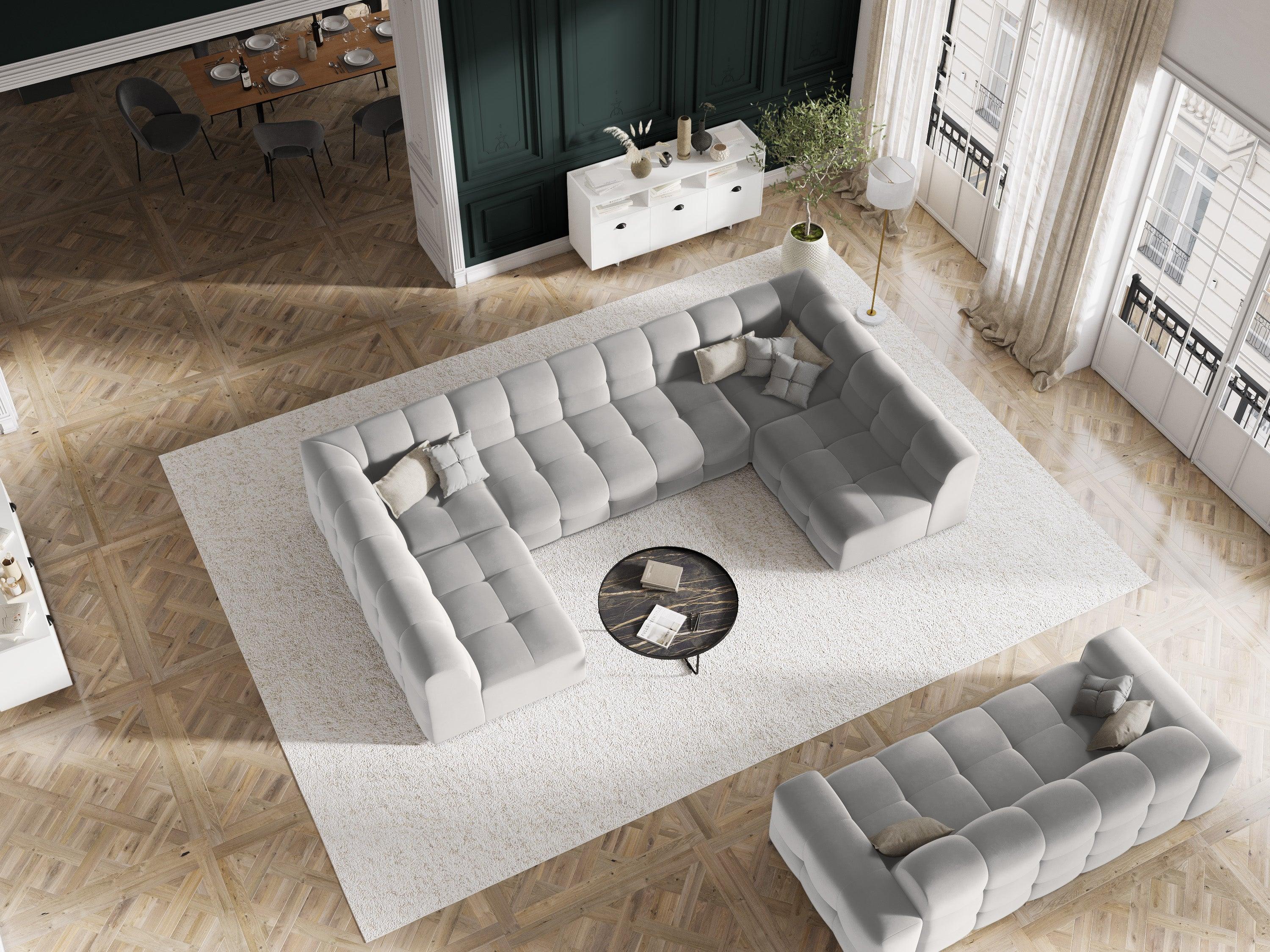 Sofa aksamitna 3-osobowa KENDAL jasnoszary, Micadoni, Eye on Design