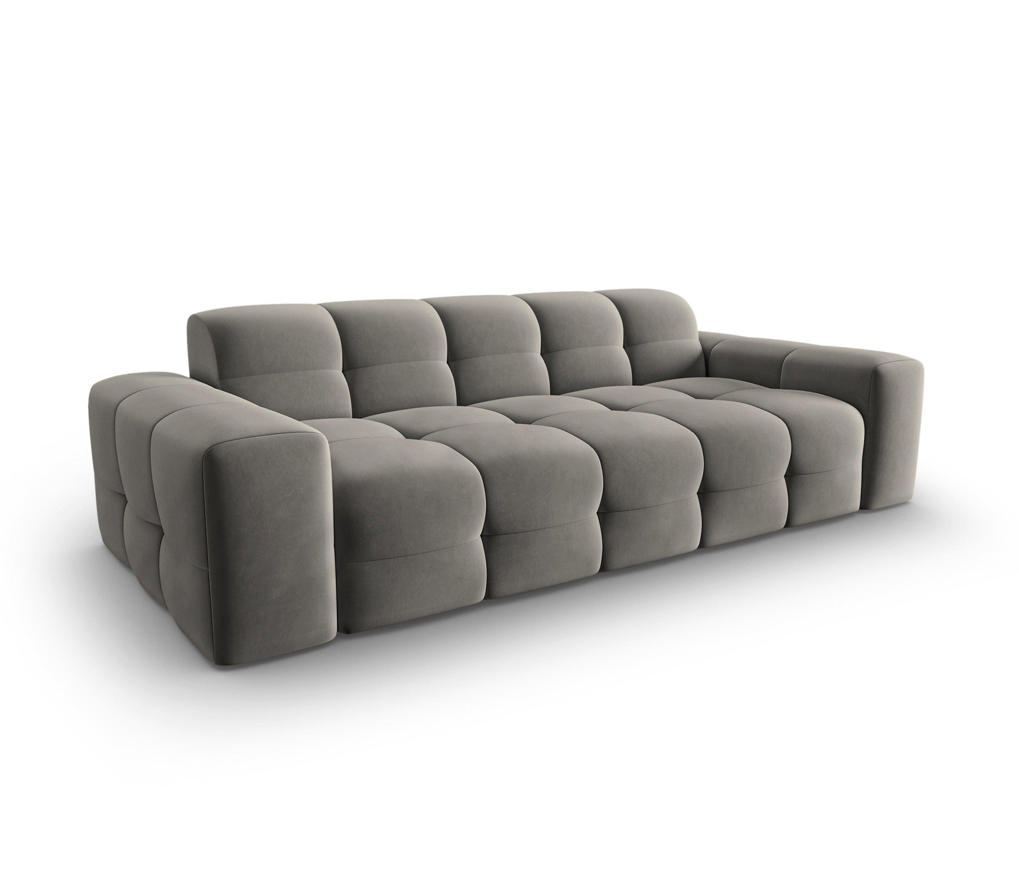 Sofa aksamitna 3-osobowa KENDAL szary Micadoni    Eye on Design