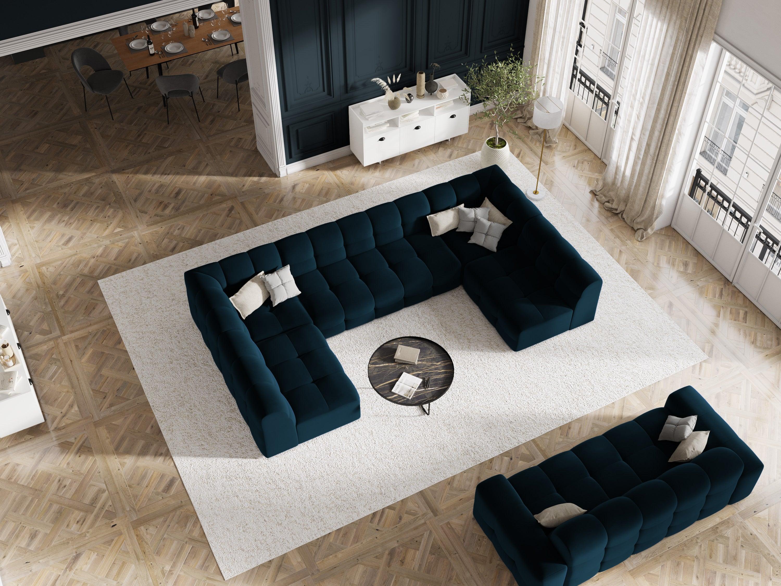 Sofa aksamitna 3-osobowa KENDAL granatowy Micadoni    Eye on Design