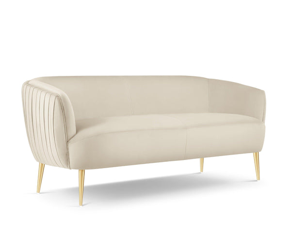 Sofa aksamitna MOSS jasnobeżowy ze złotą podstawą, Micadoni, Eye on Design
