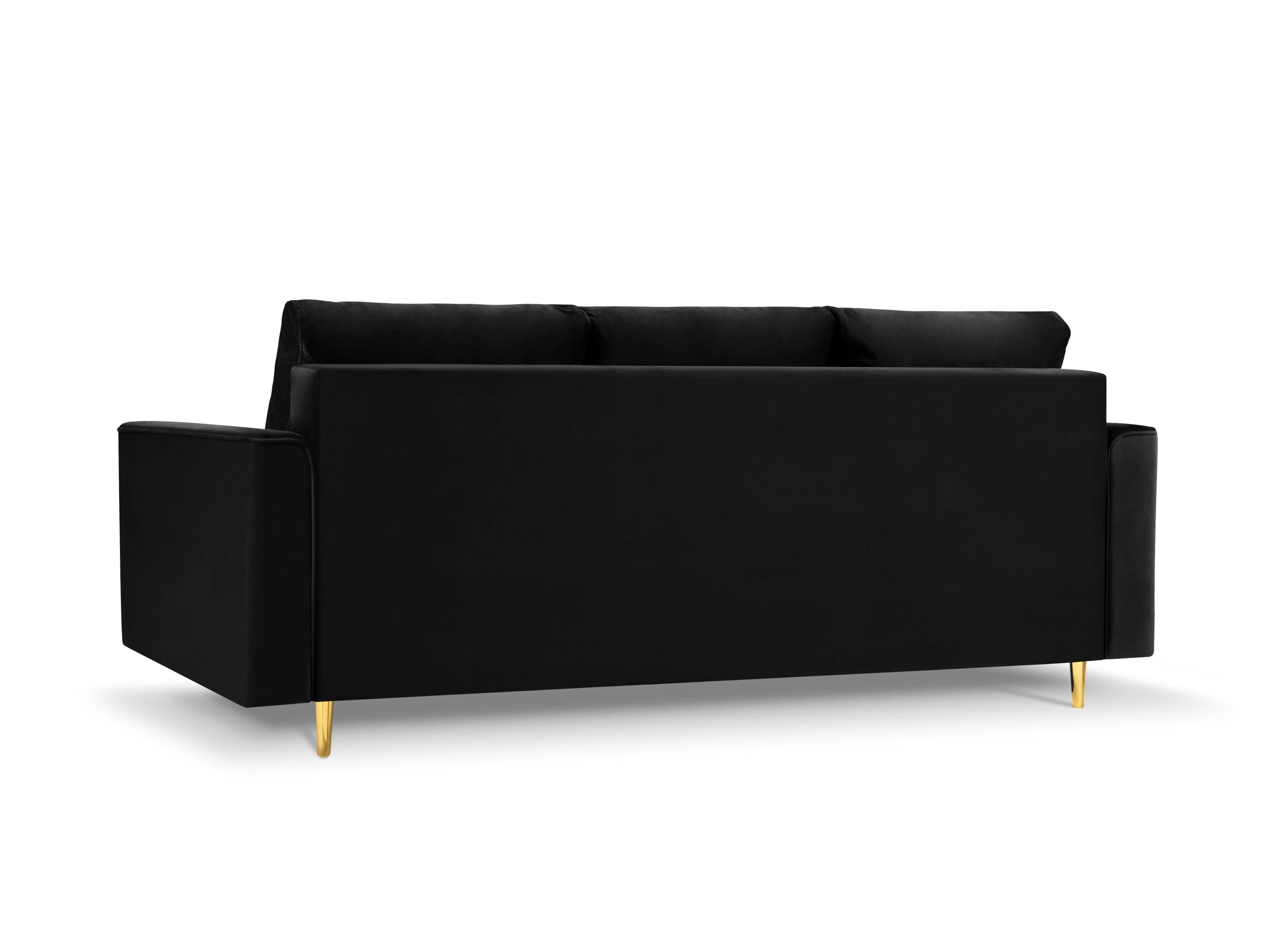 sofa aksamitna czarna z oparciem 