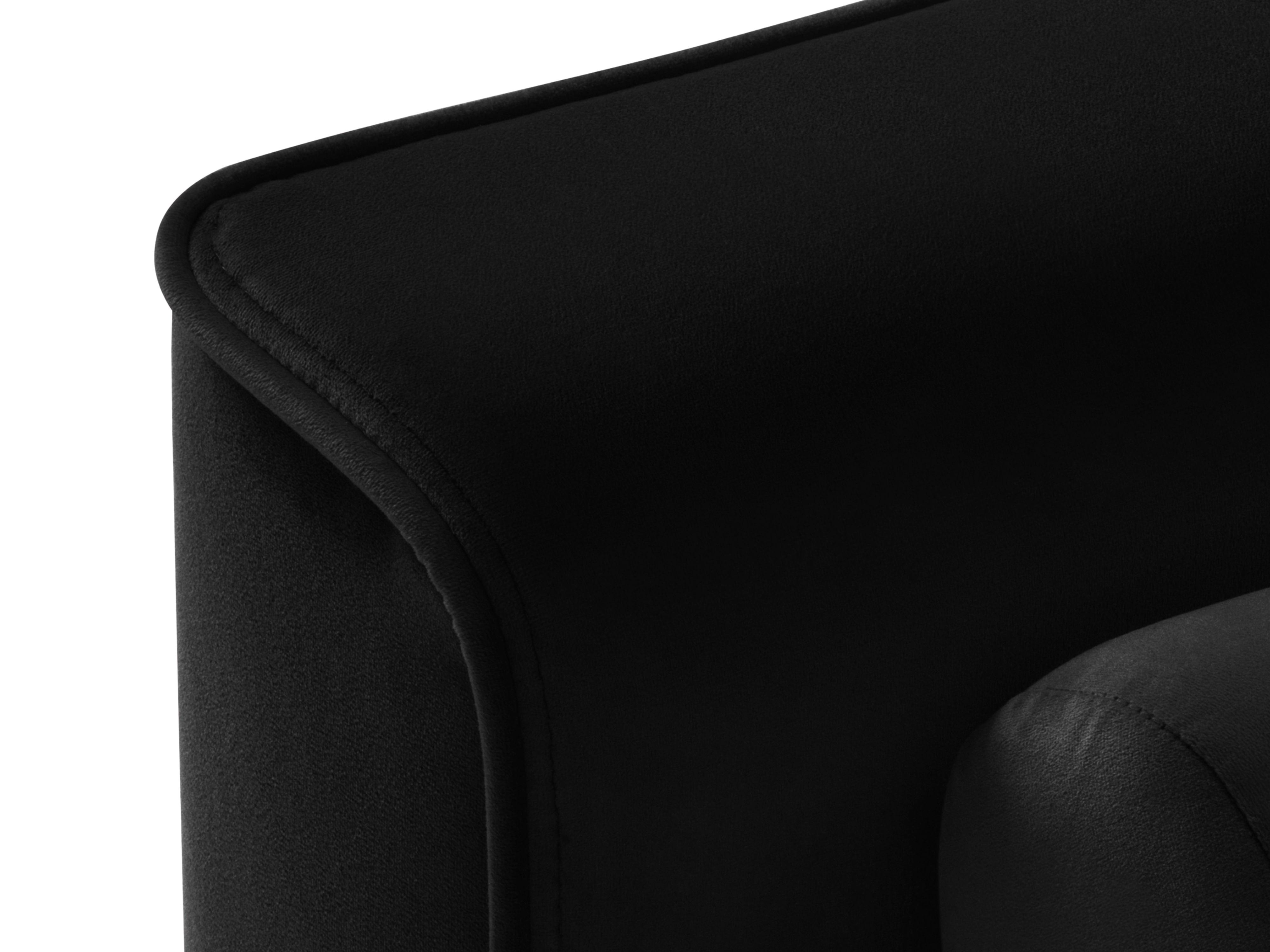 sofa aksamitna czarna z podłokietnikami 