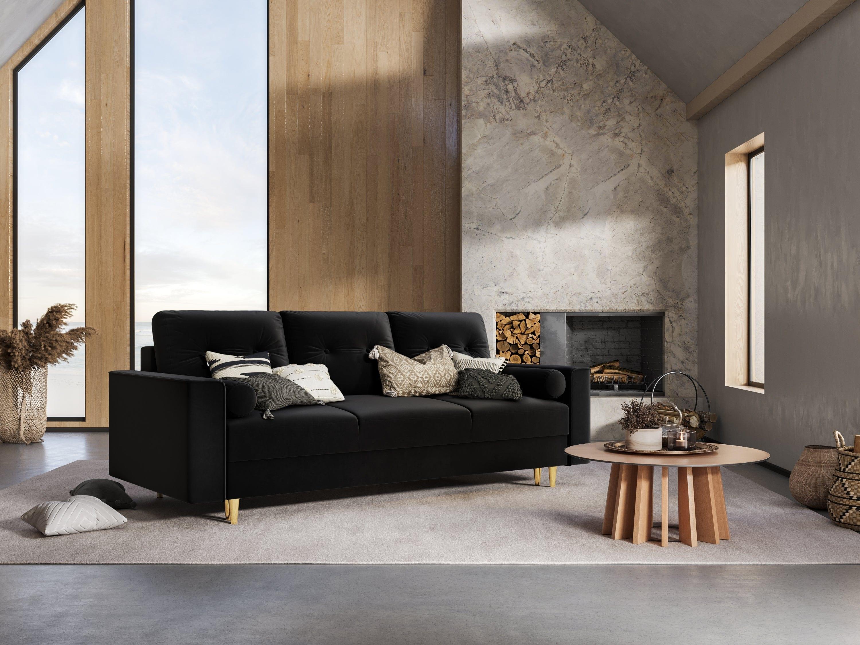 sofa aksamitna czarna skandynawska 