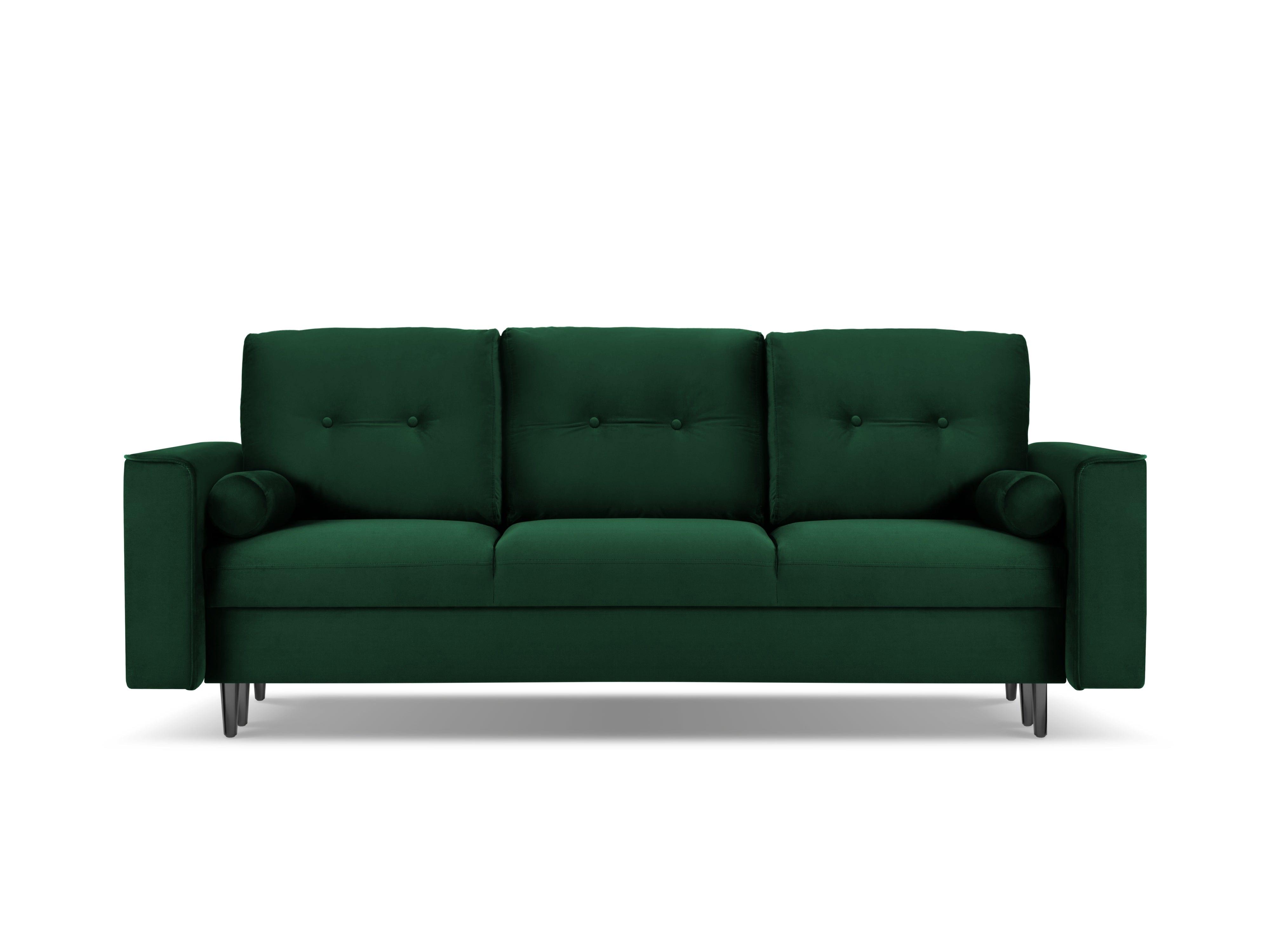 sofa zielona z czarną podstawą