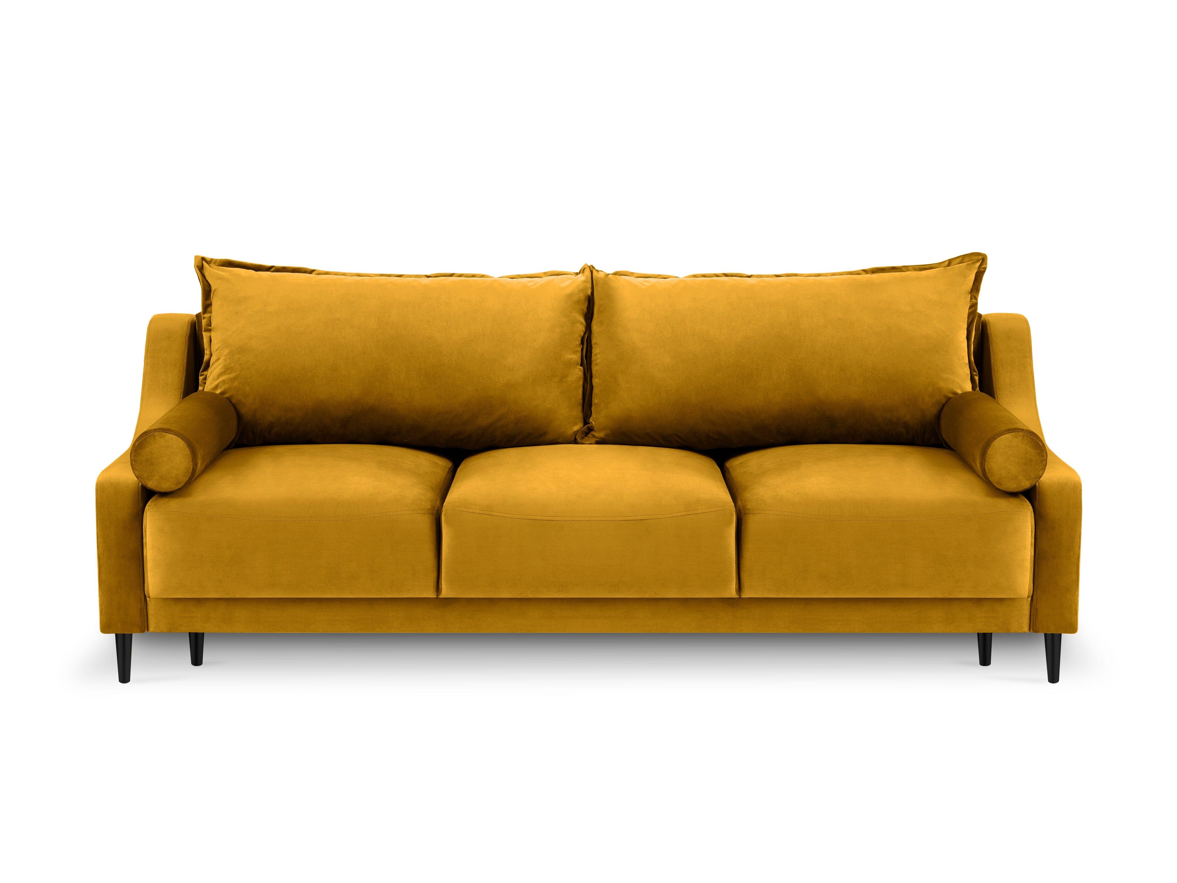 sofa aksamitna żółta