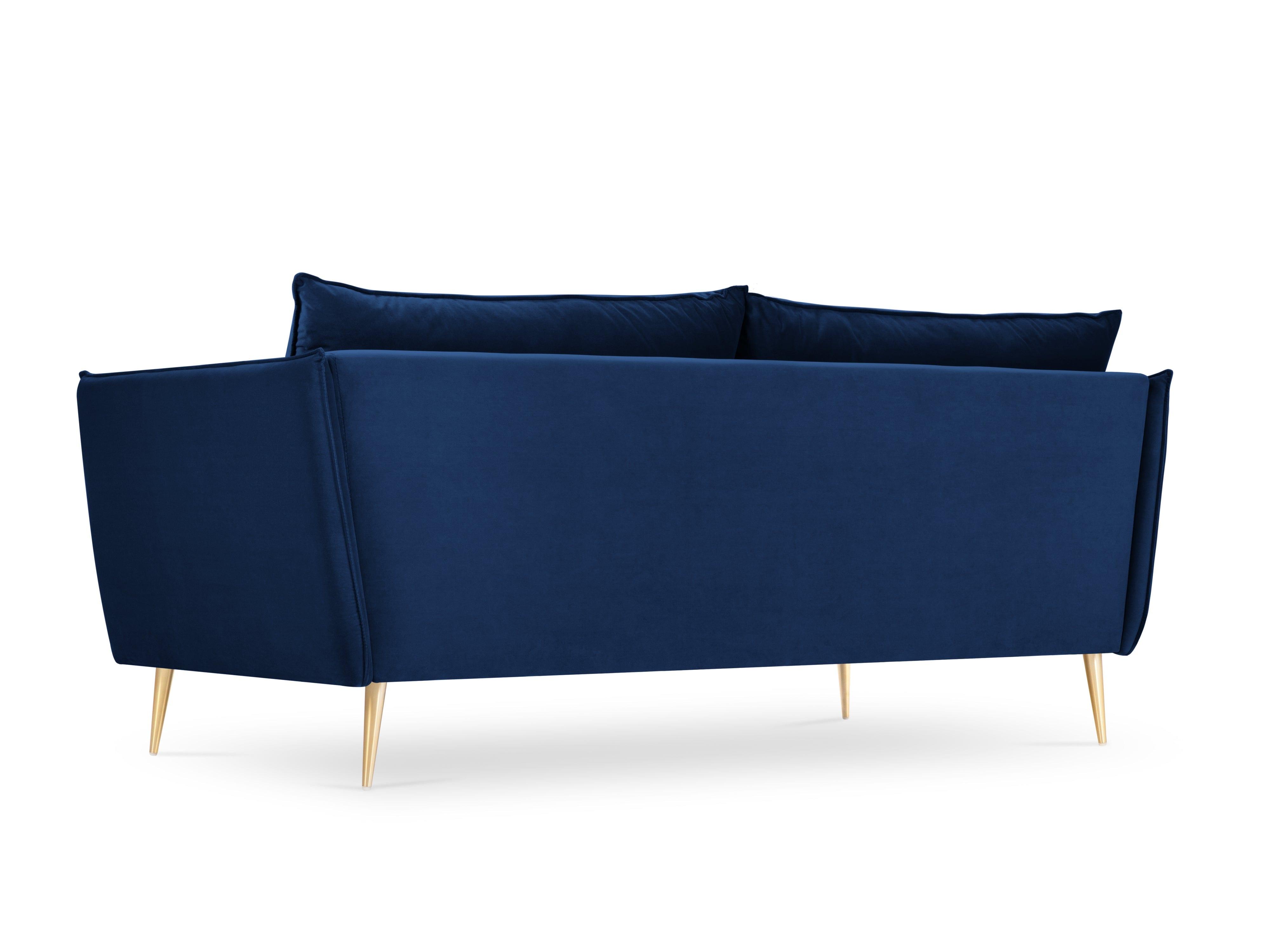 3-osoowa niebieska sofa aksamitna 