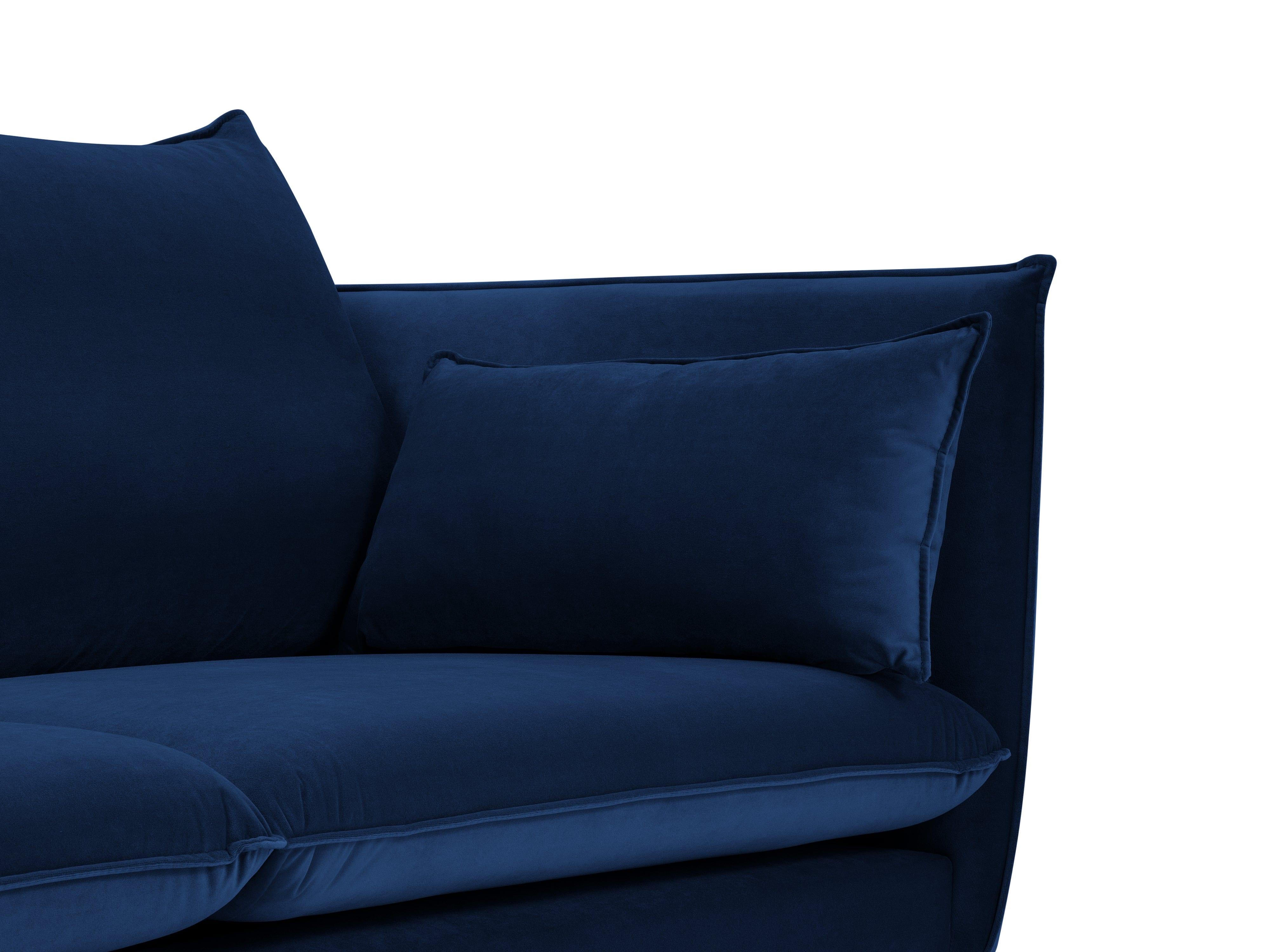 aksamitna sofa niebieska