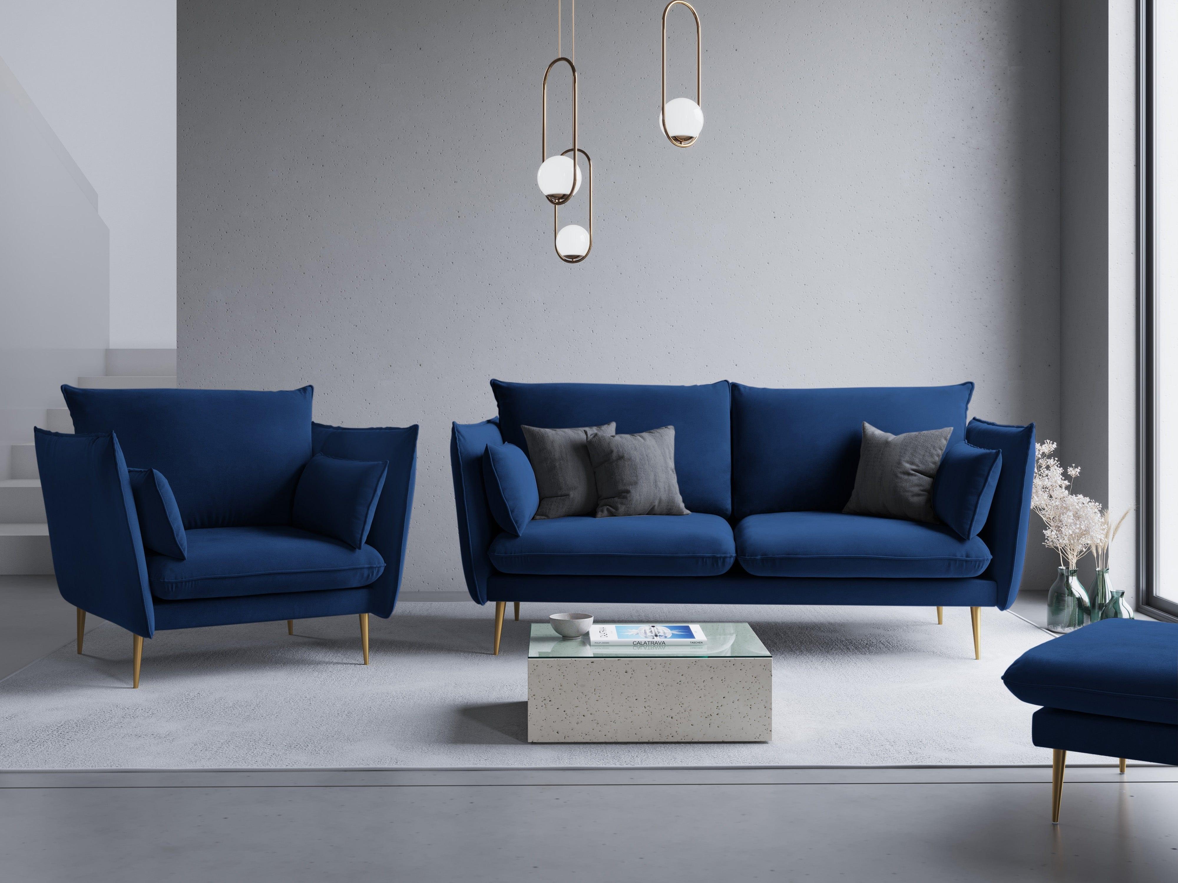 sofa niebieska w stylu glamour 