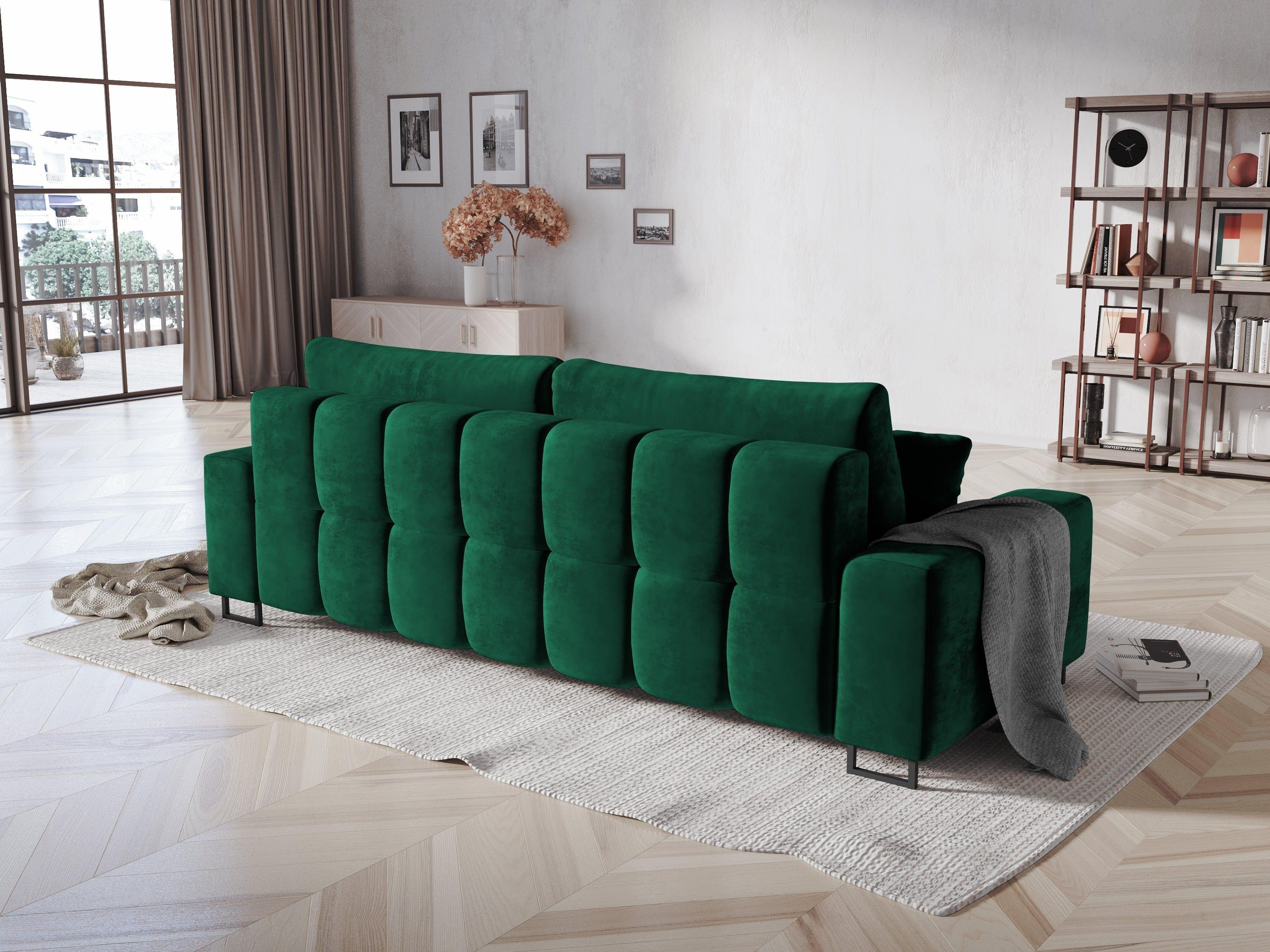 Sofa aksamitna z funkcją spania BYRON butelkowa zieleń, Micadoni, Eye on Design