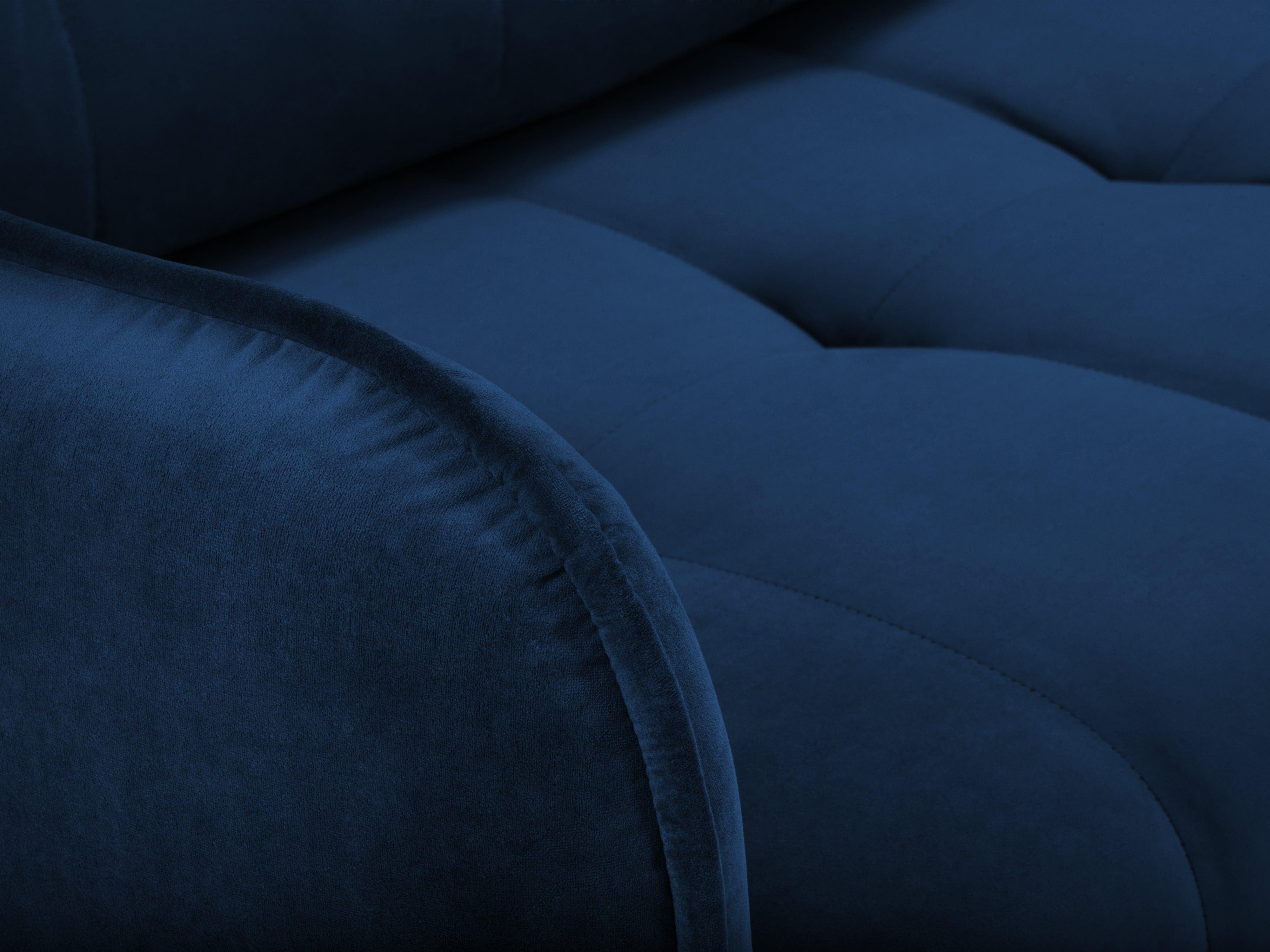 Sofa aksamitna z funkcją spania SCALETA granat królewski ze złotą podstawą, Micadoni, Eye on Design