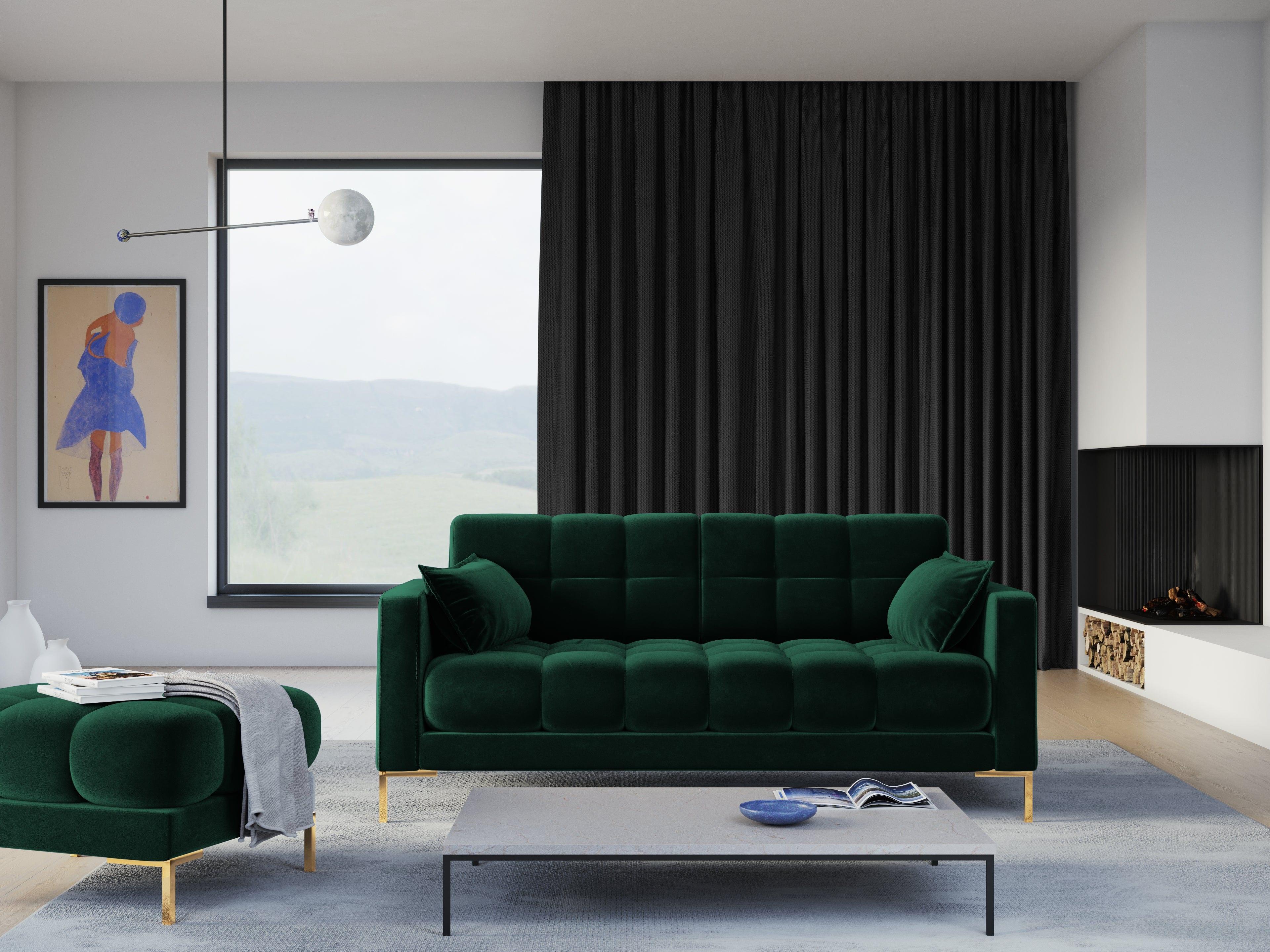 nowoczesna aksamitna sofa zielona