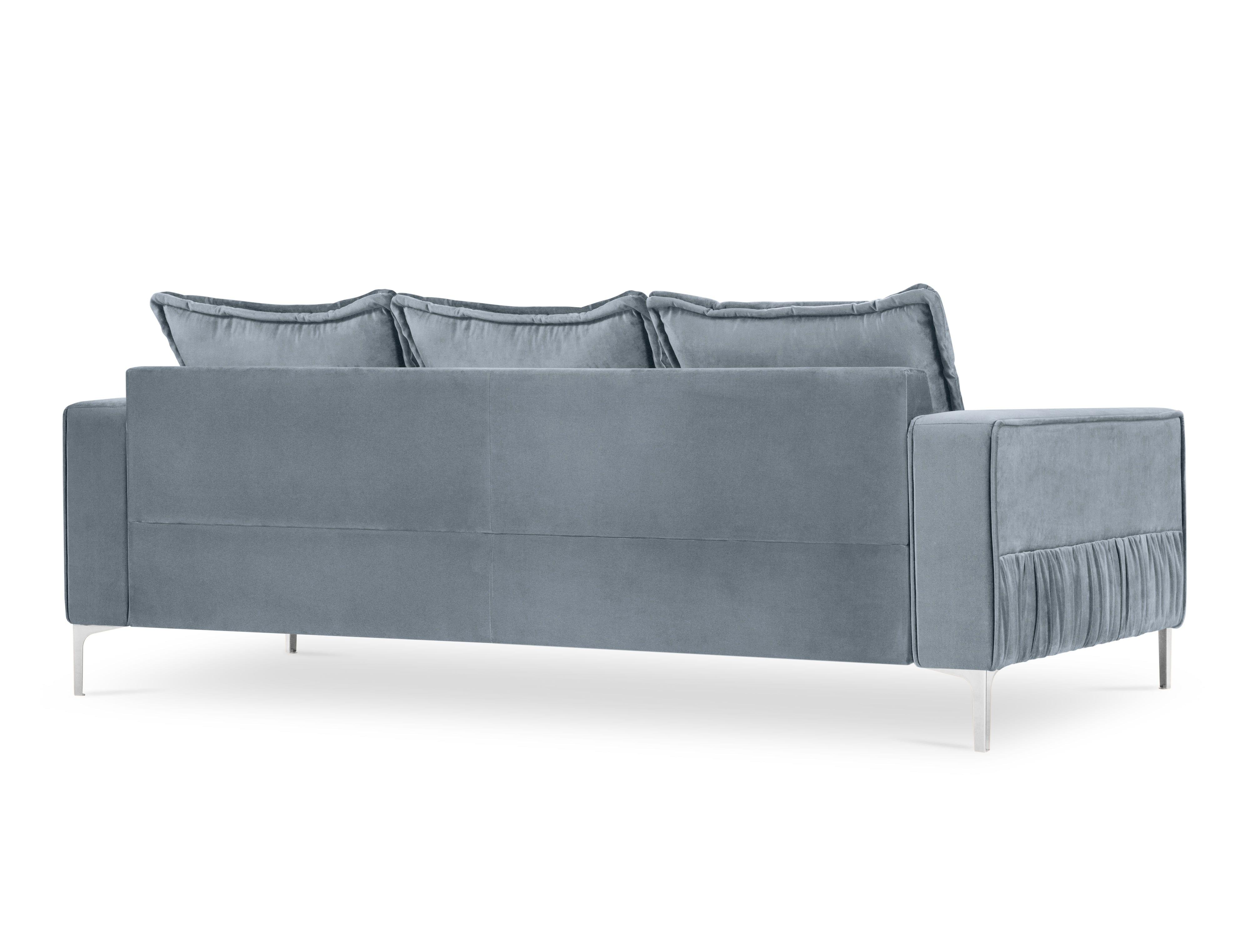Sofa aksamitna 3-osobowa JARDANITE jasnoniebieski, Micadoni, Eye on Design