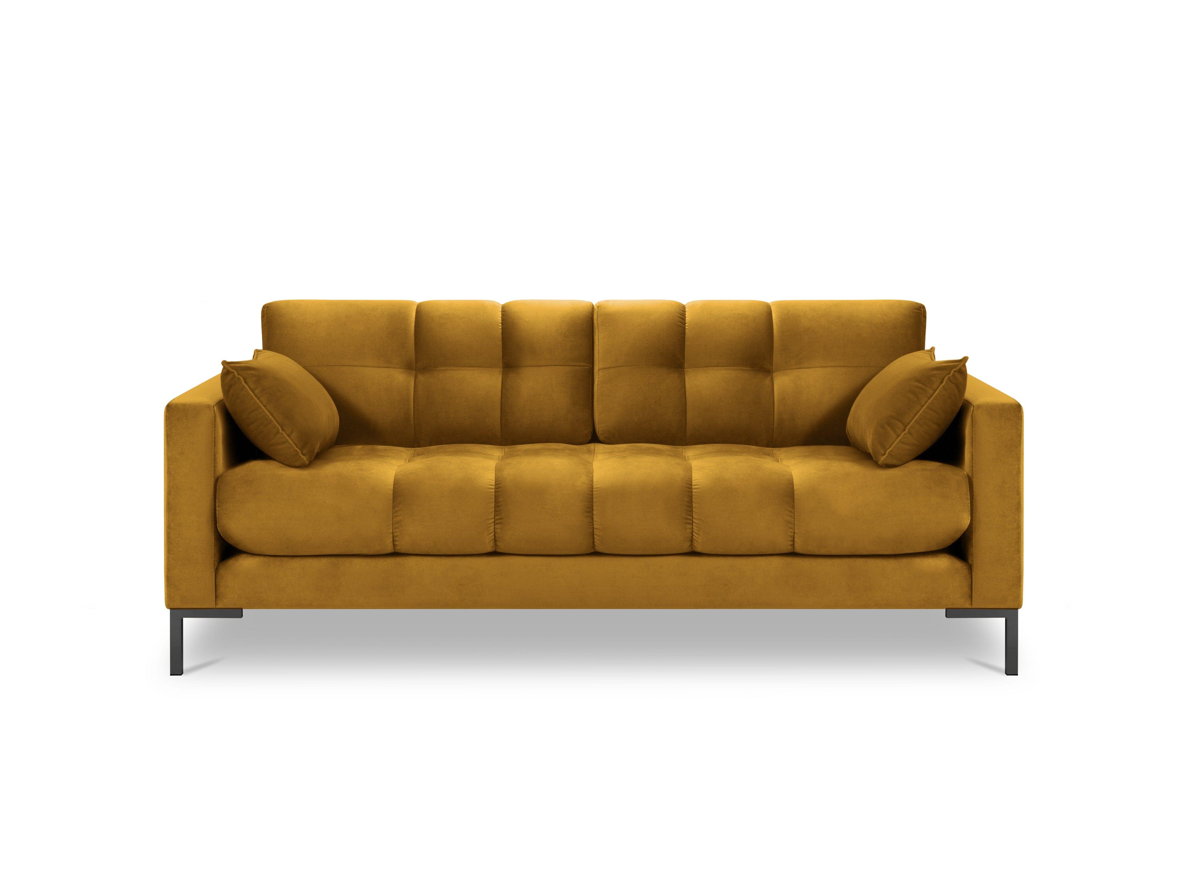 żółta pikowana sofa aksamitna 