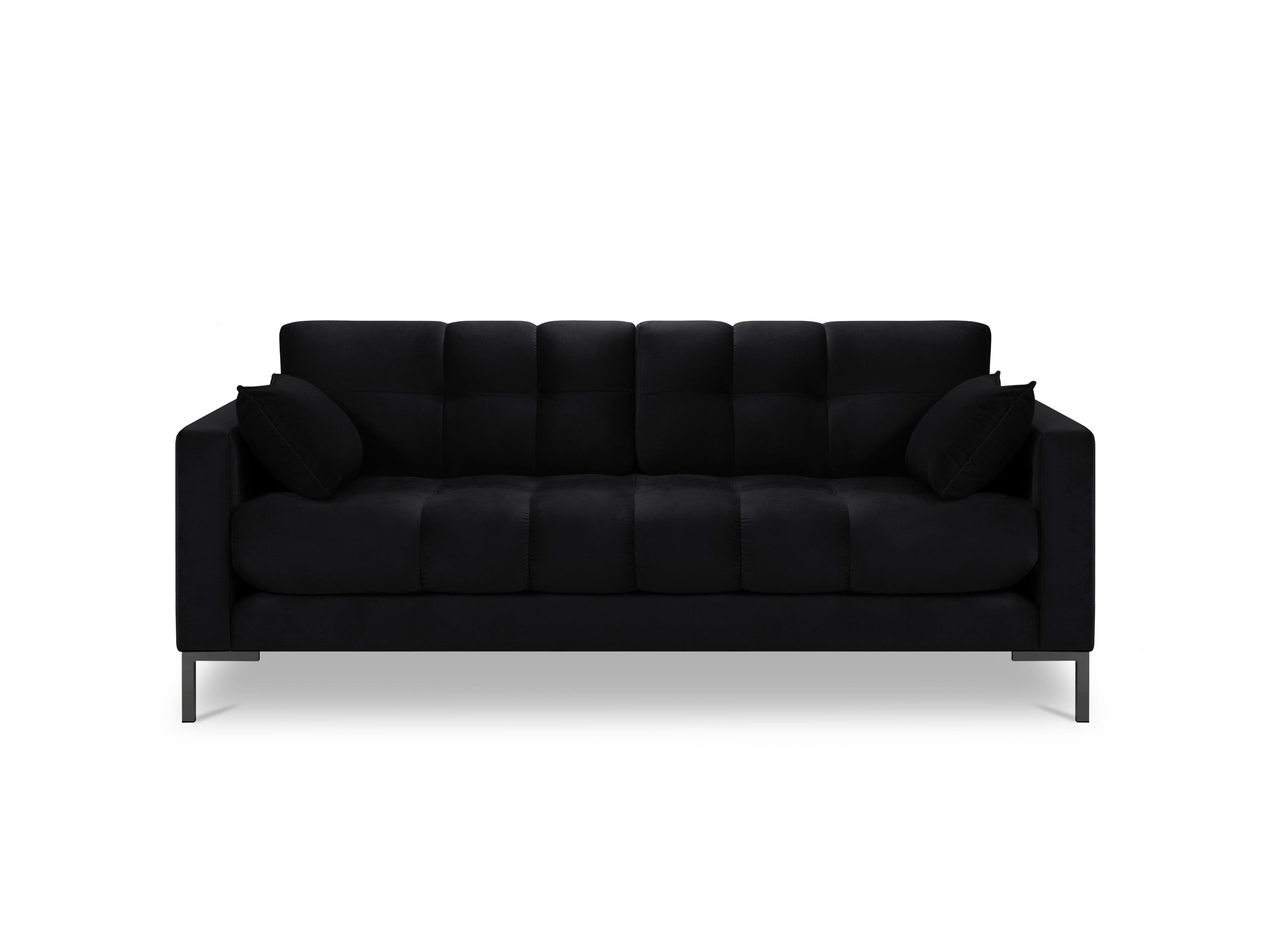 sofa aksamitna czarna z poduszkami 