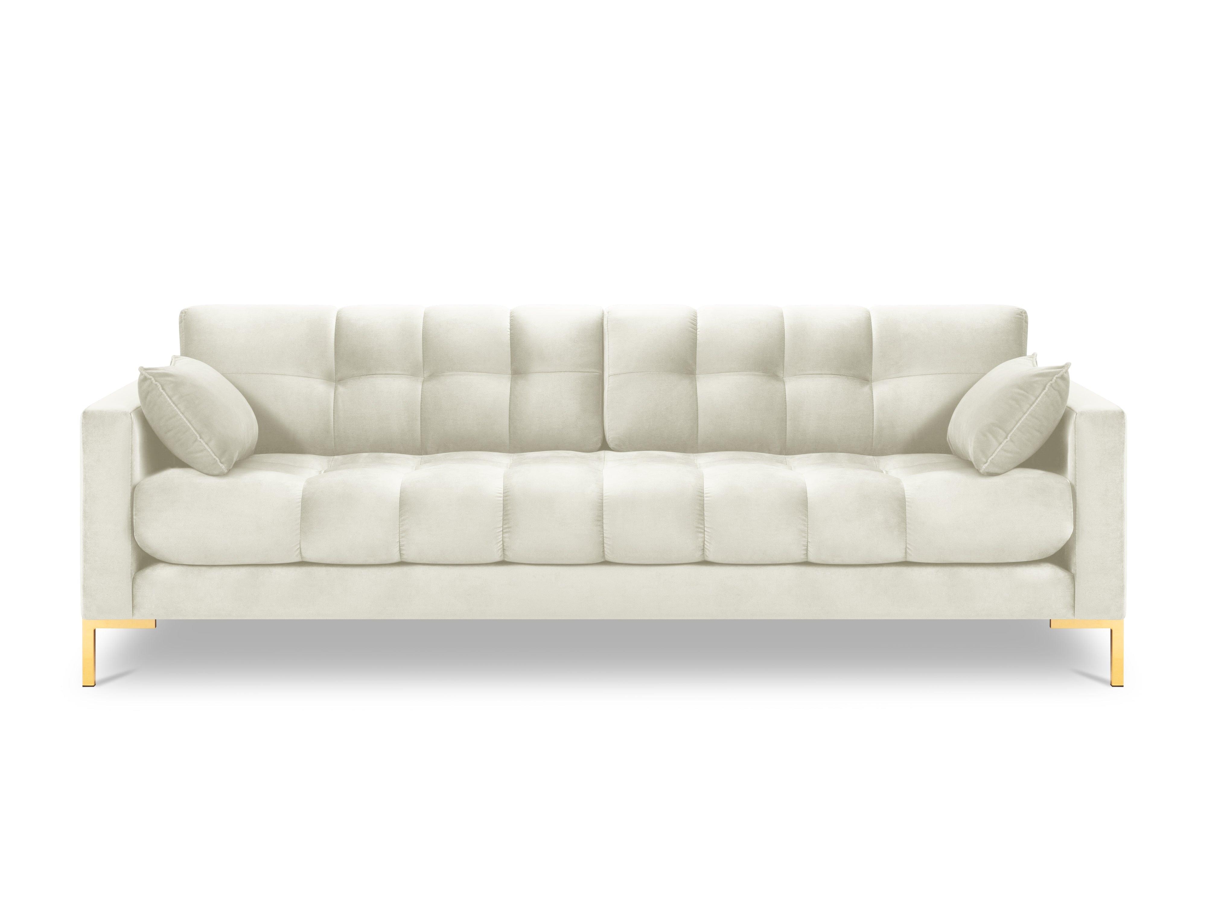 sofa jasnobeżowa aksamitna 4-osobowa