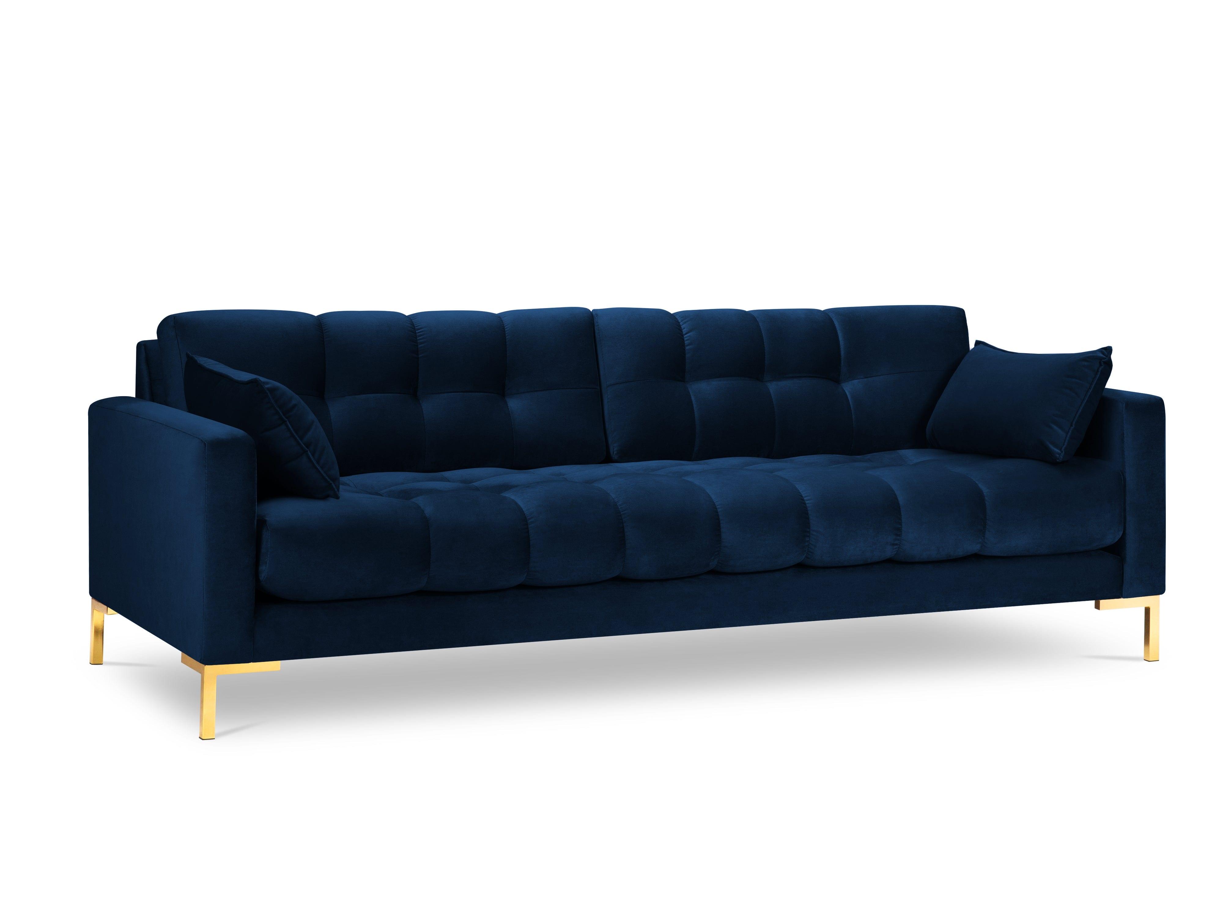 aksamitne sofa 4-osobowa niebieska 