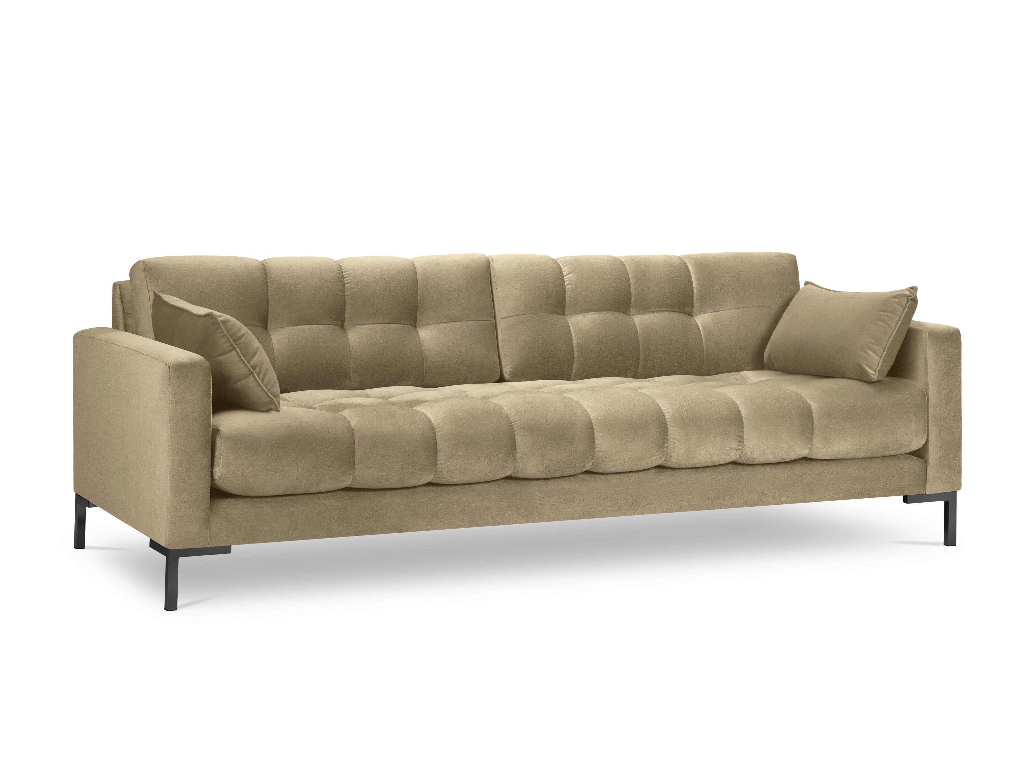 aksamitna sofa 4-osobowa beżowa 