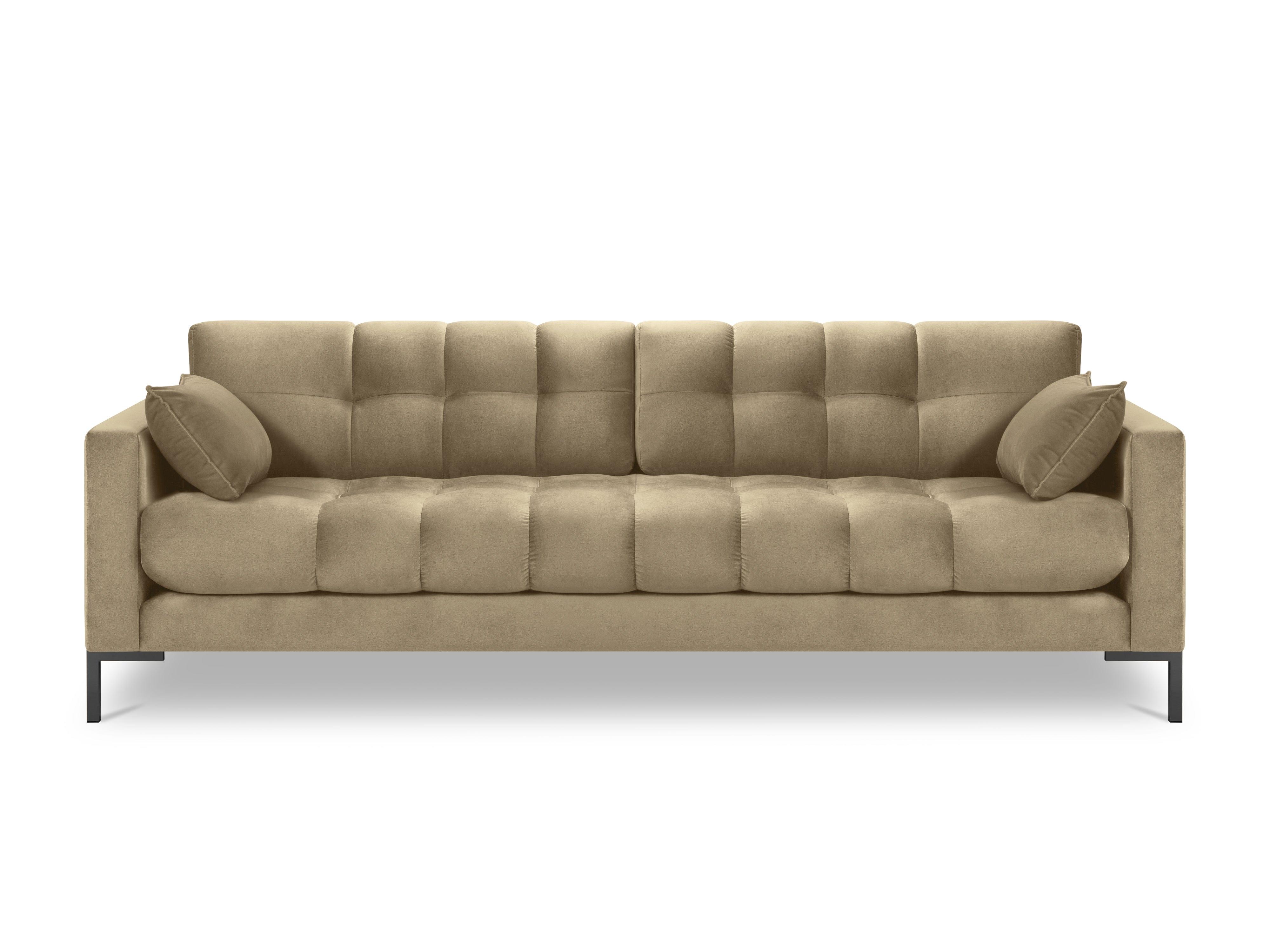 beżowa sofa aksamitna 