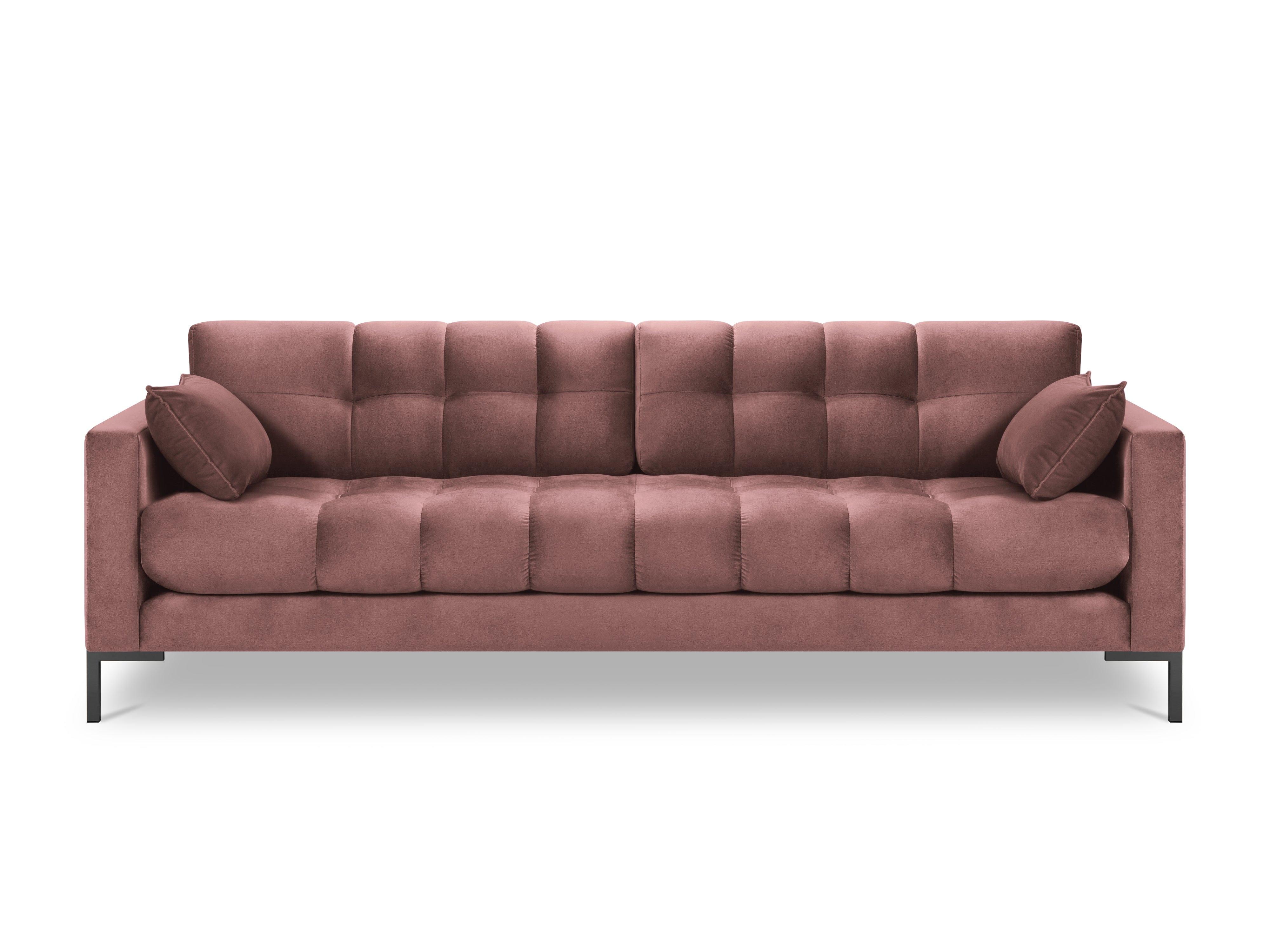 pikowana różowa sofa aksamitna