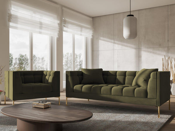Fotel aksamitny KAROO zielony, Micadoni, Eye on Design