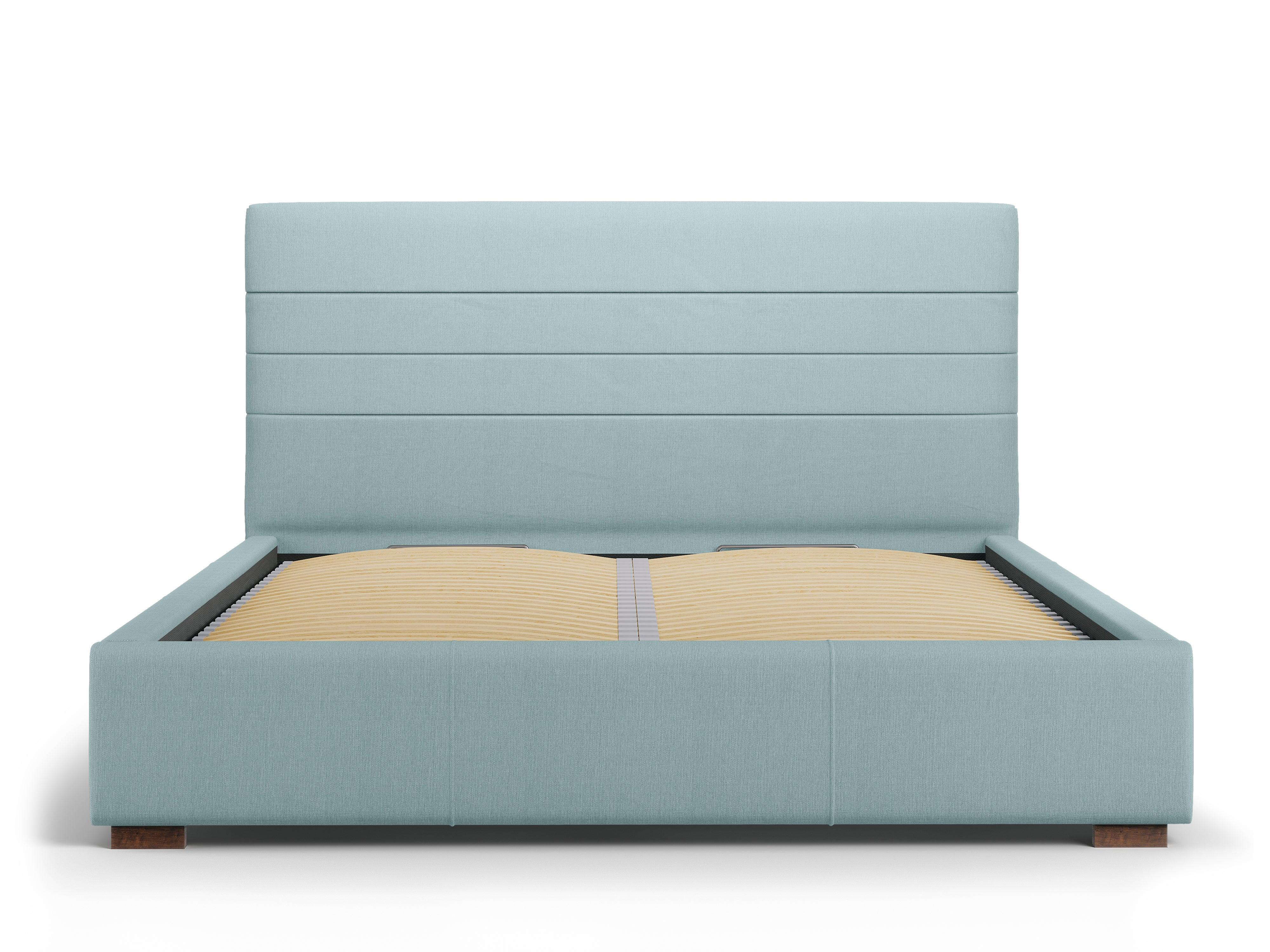Łóżko tapicerowane z pojemnikiem na pościel ARANDA jasnoniebieski, Micadoni, Eye on Design