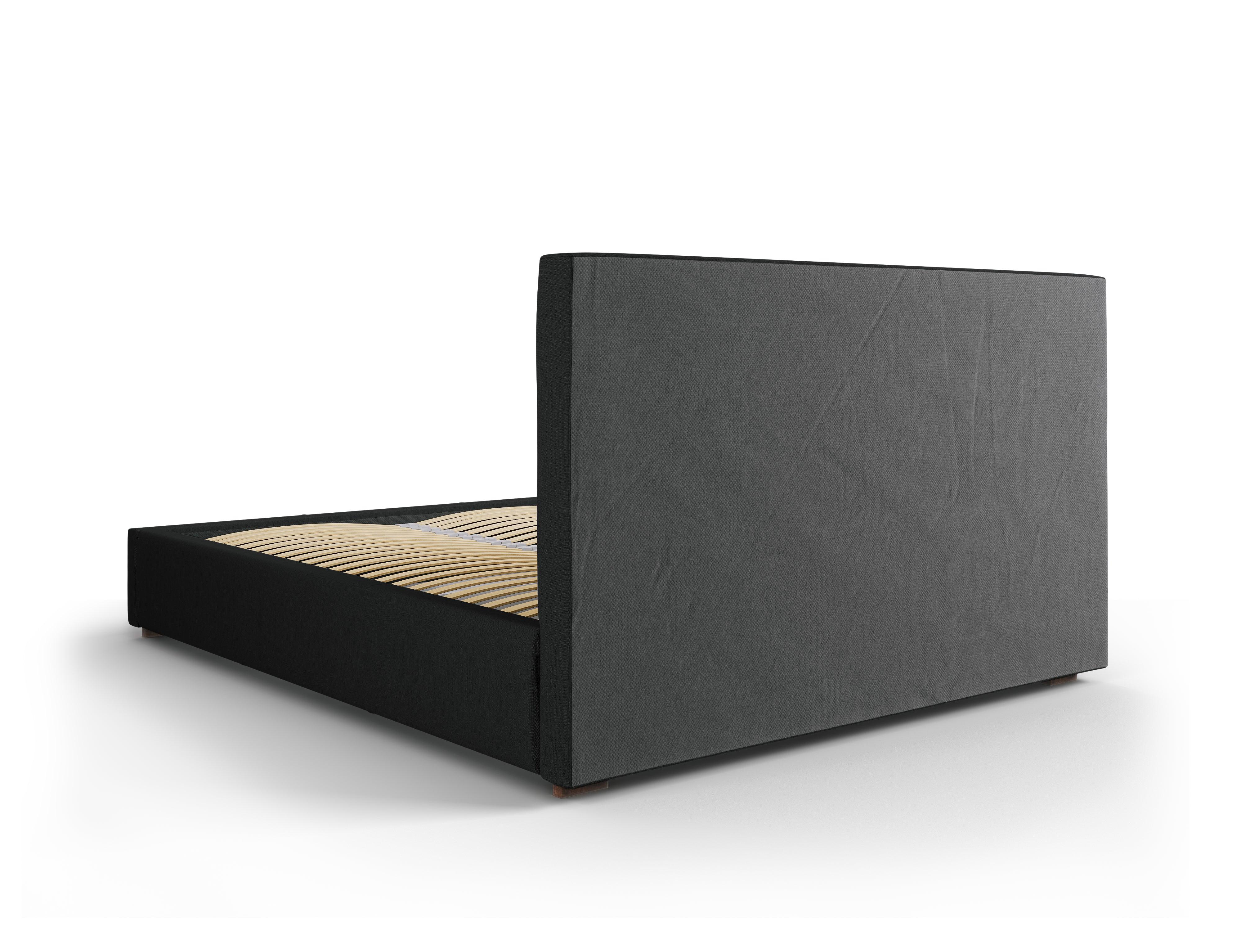 Łóżko tapicerowane z pojemnikiem na pościel SERI czarny, Micadoni, Eye on Design