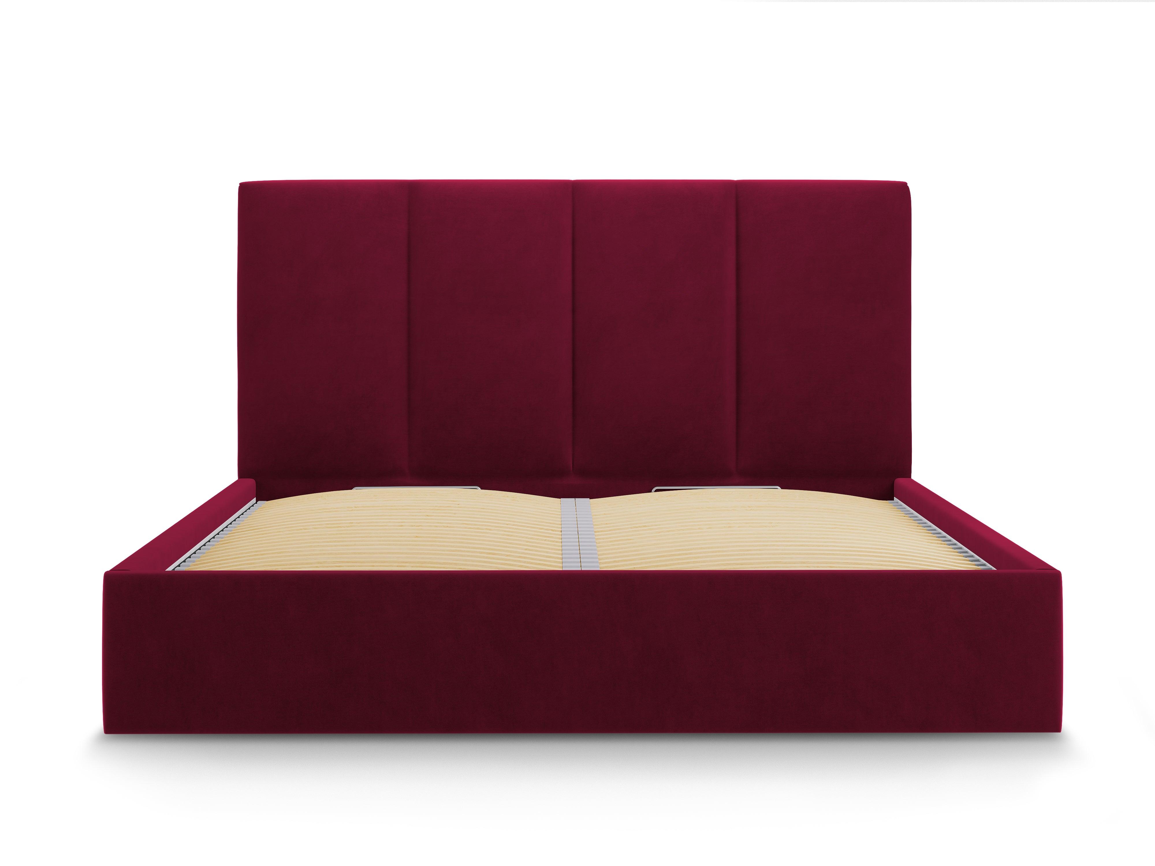 Łóżko aksamitne z pojemnikiem na pościel PYLA burgundowy, Micadoni, Eye on Design