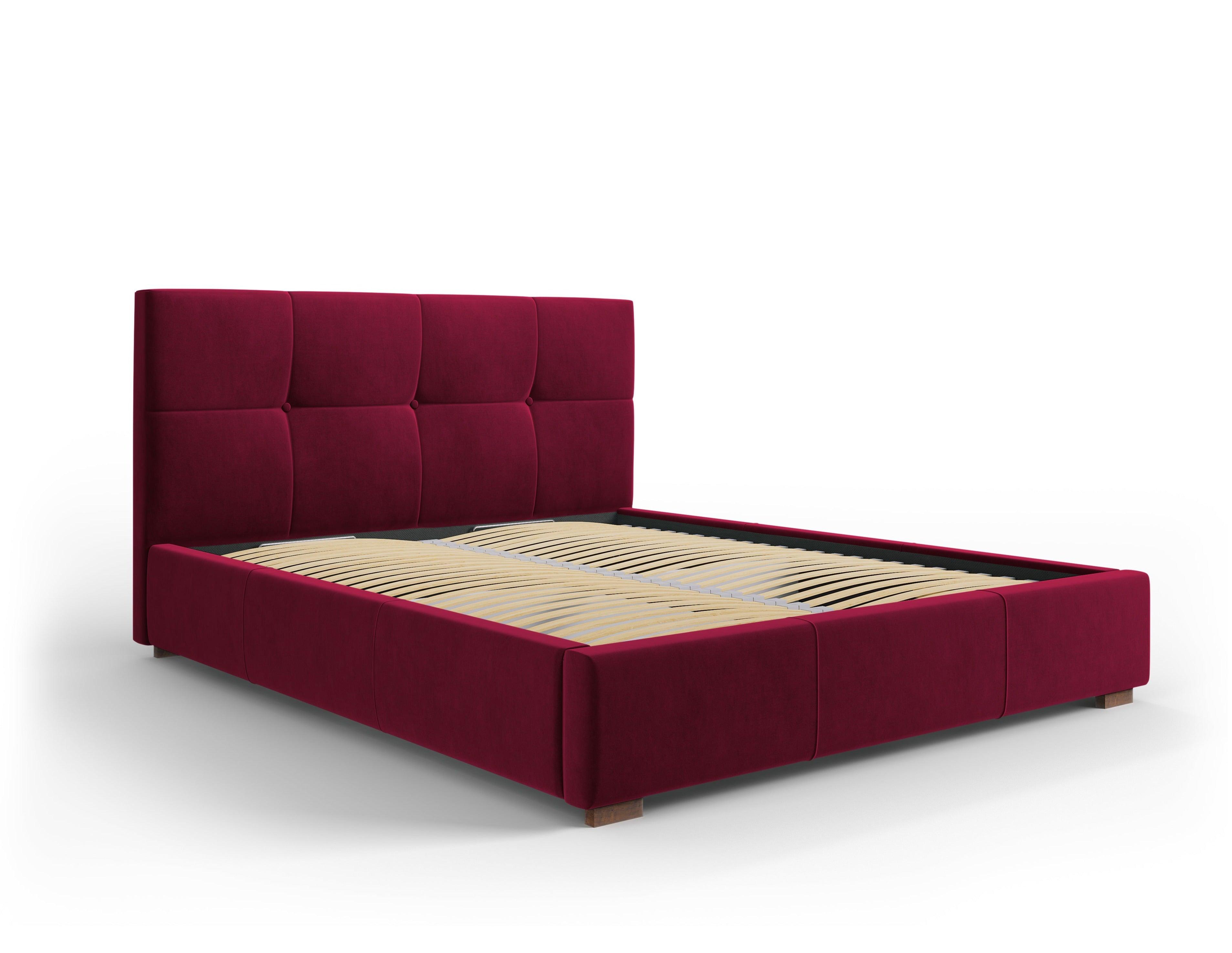 Łóżko aksamitne z pojemnikiem na pościel SAGE burgundowy, Micadoni, Eye on Design