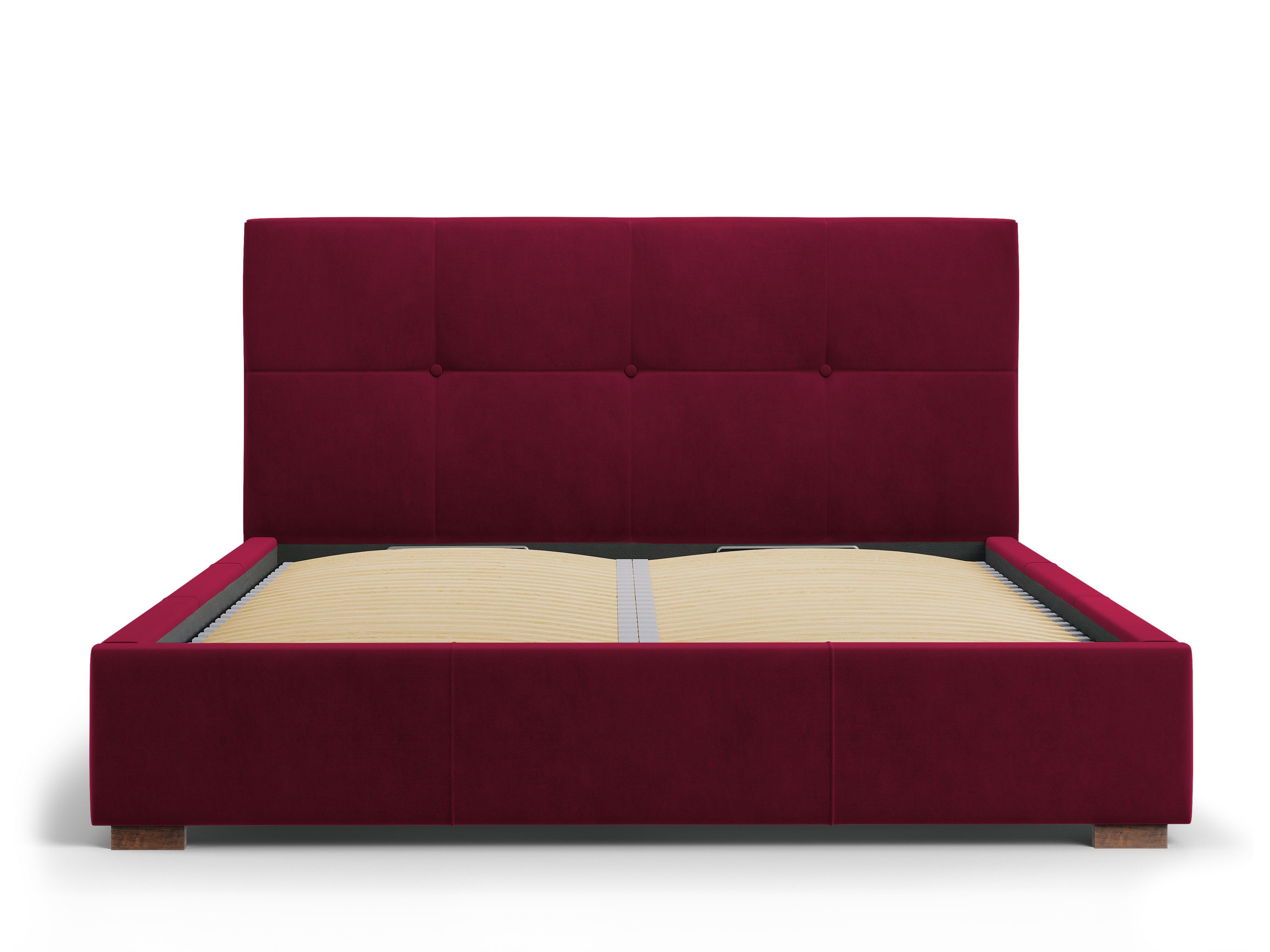 Łóżko aksamitne z pojemnikiem na pościel SAGE burgundowy, Micadoni, Eye on Design