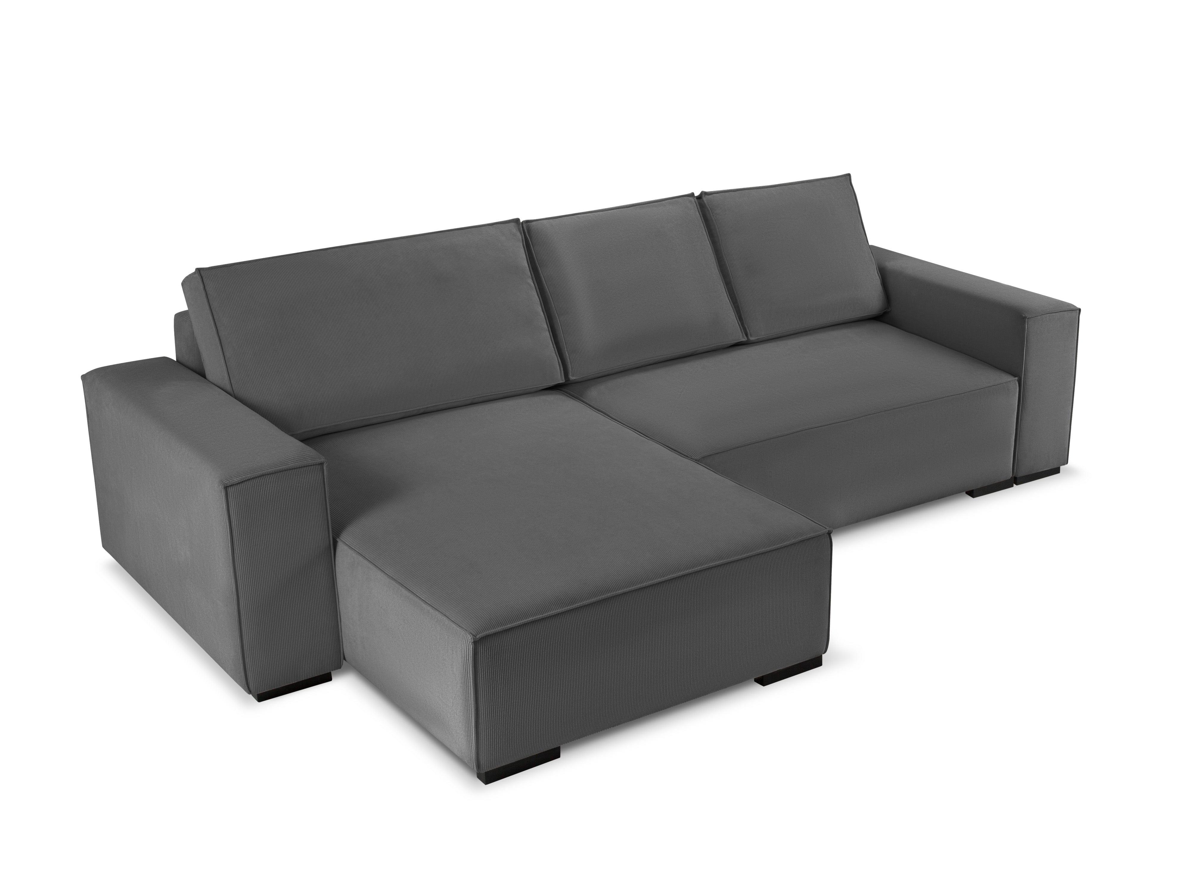 Narożnik sztruksowy z funkcją spania EVELINE szary, Micadoni, Eye on Design