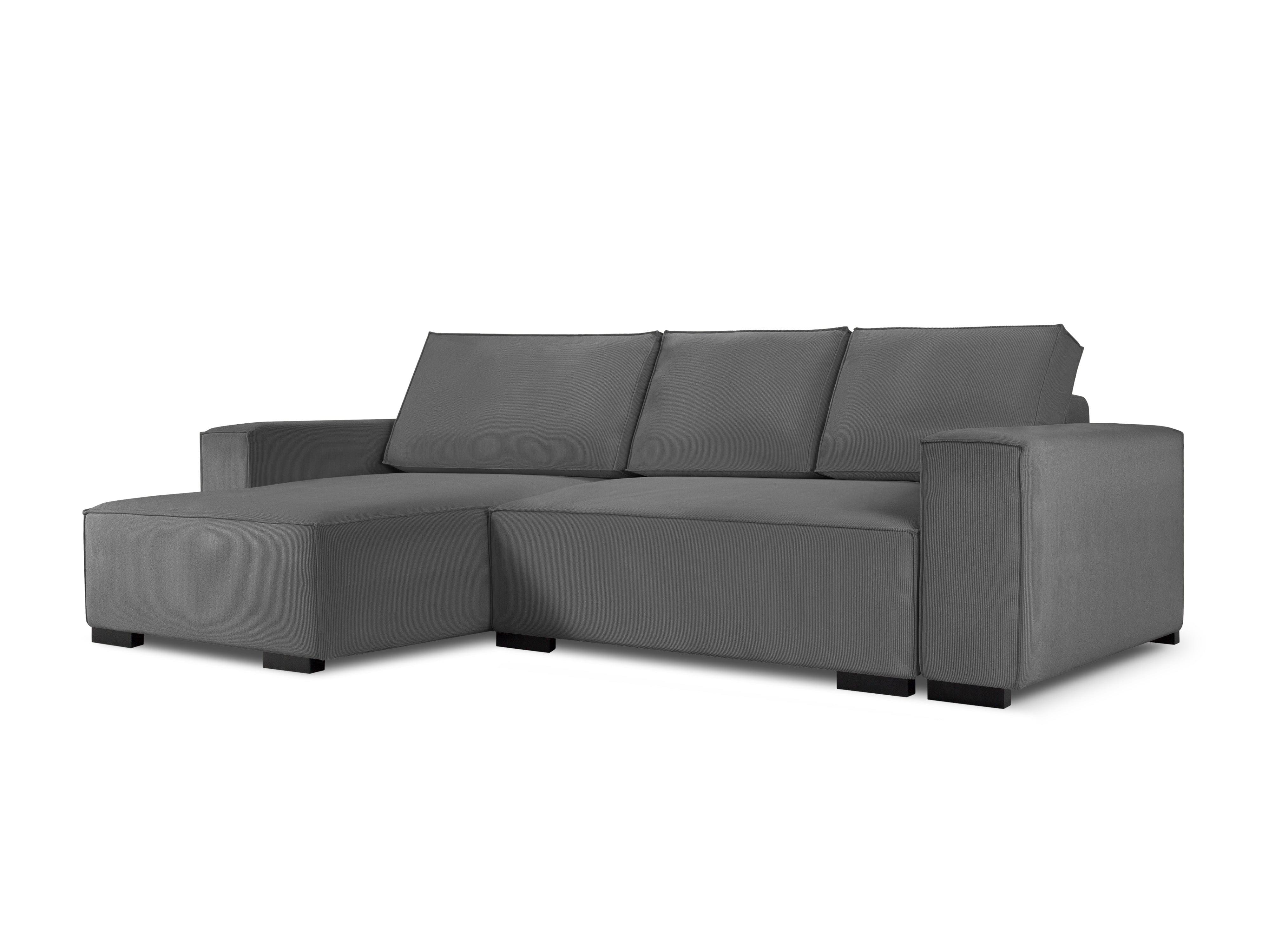 Narożnik sztruksowy z funkcją spania EVELINE szary, Micadoni, Eye on Design