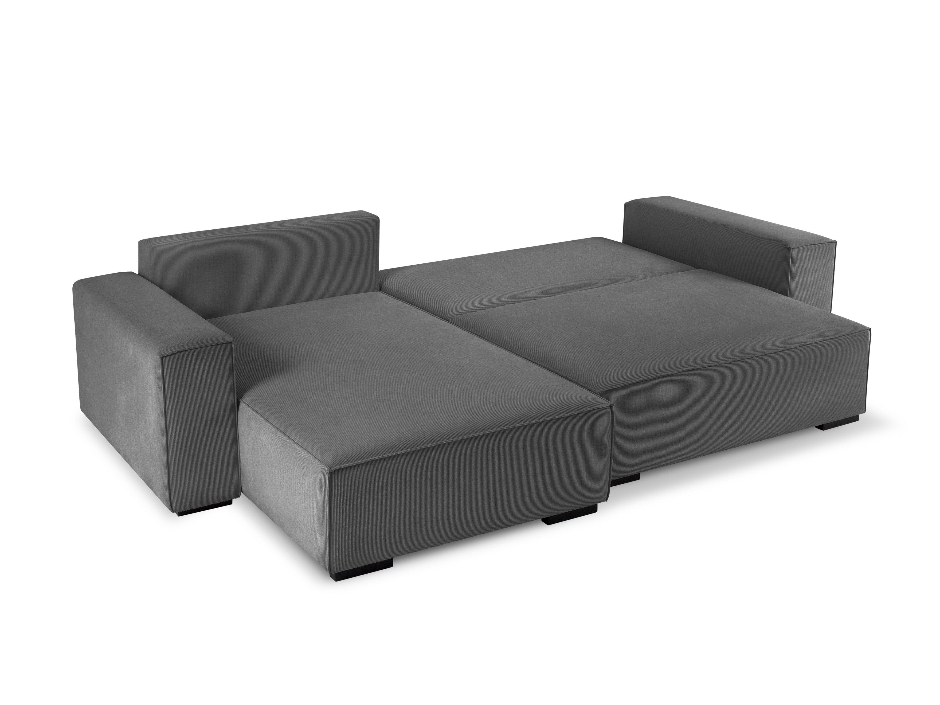 Narożnik sztruksowy z funkcją spania EVELINE szary, Micadoni, Eye on Design