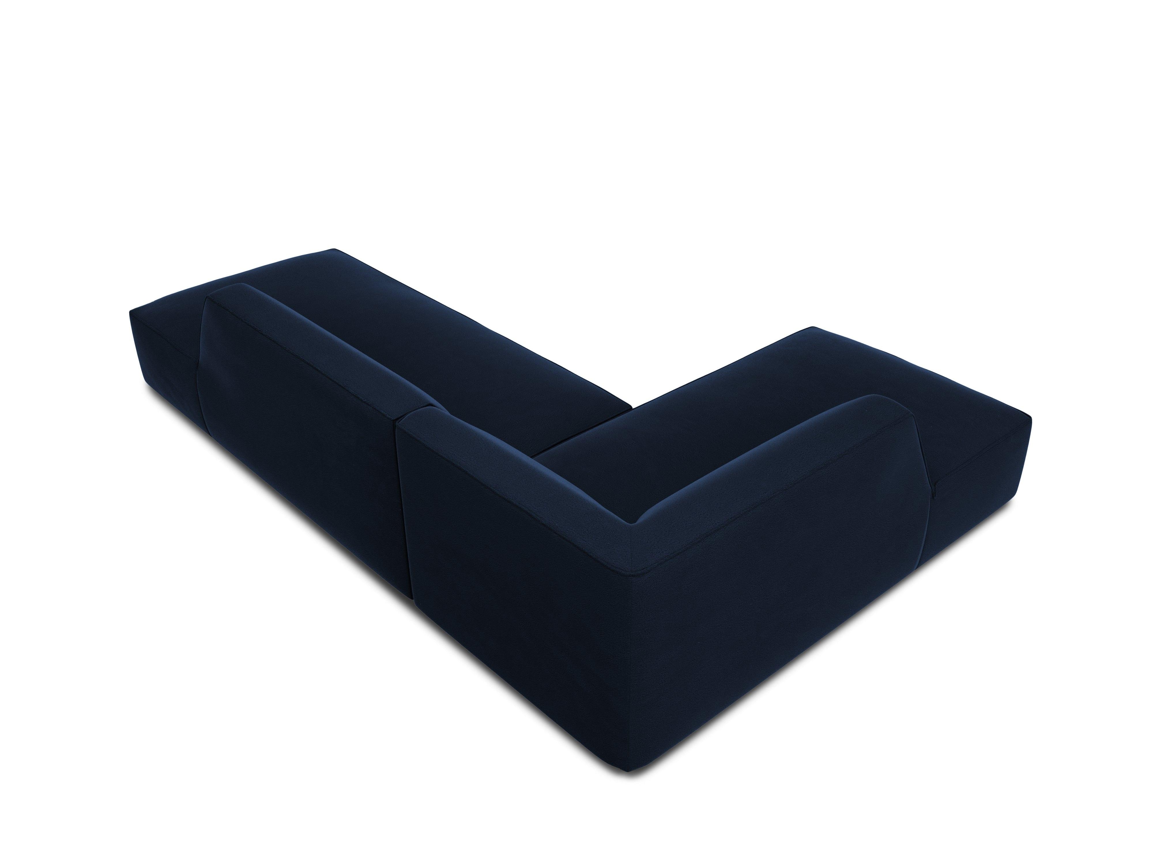 Sofa narożna aksamitna lewostronna RUBY granat królewski Micadoni    Eye on Design