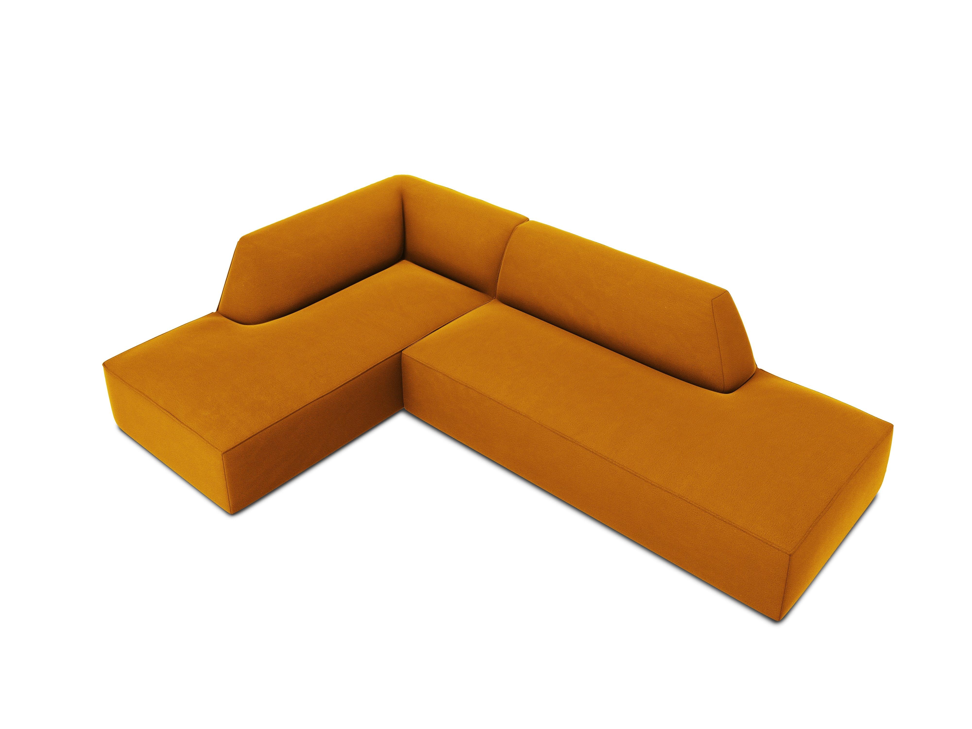 Sofa narożna aksamitna lewostronna RUBY żółty Micadoni    Eye on Design