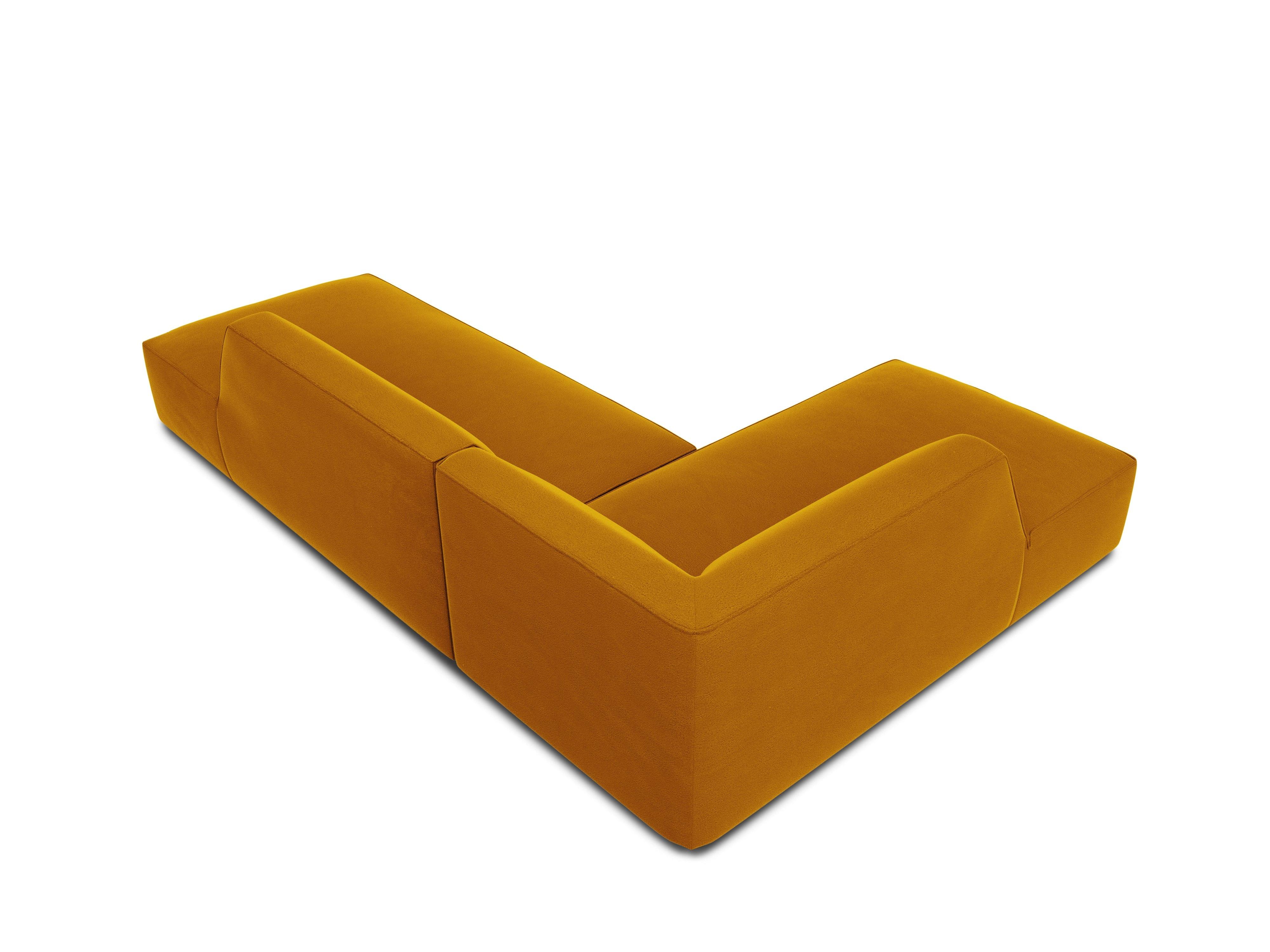 Sofa narożna aksamitna lewostronna RUBY żółty Micadoni    Eye on Design