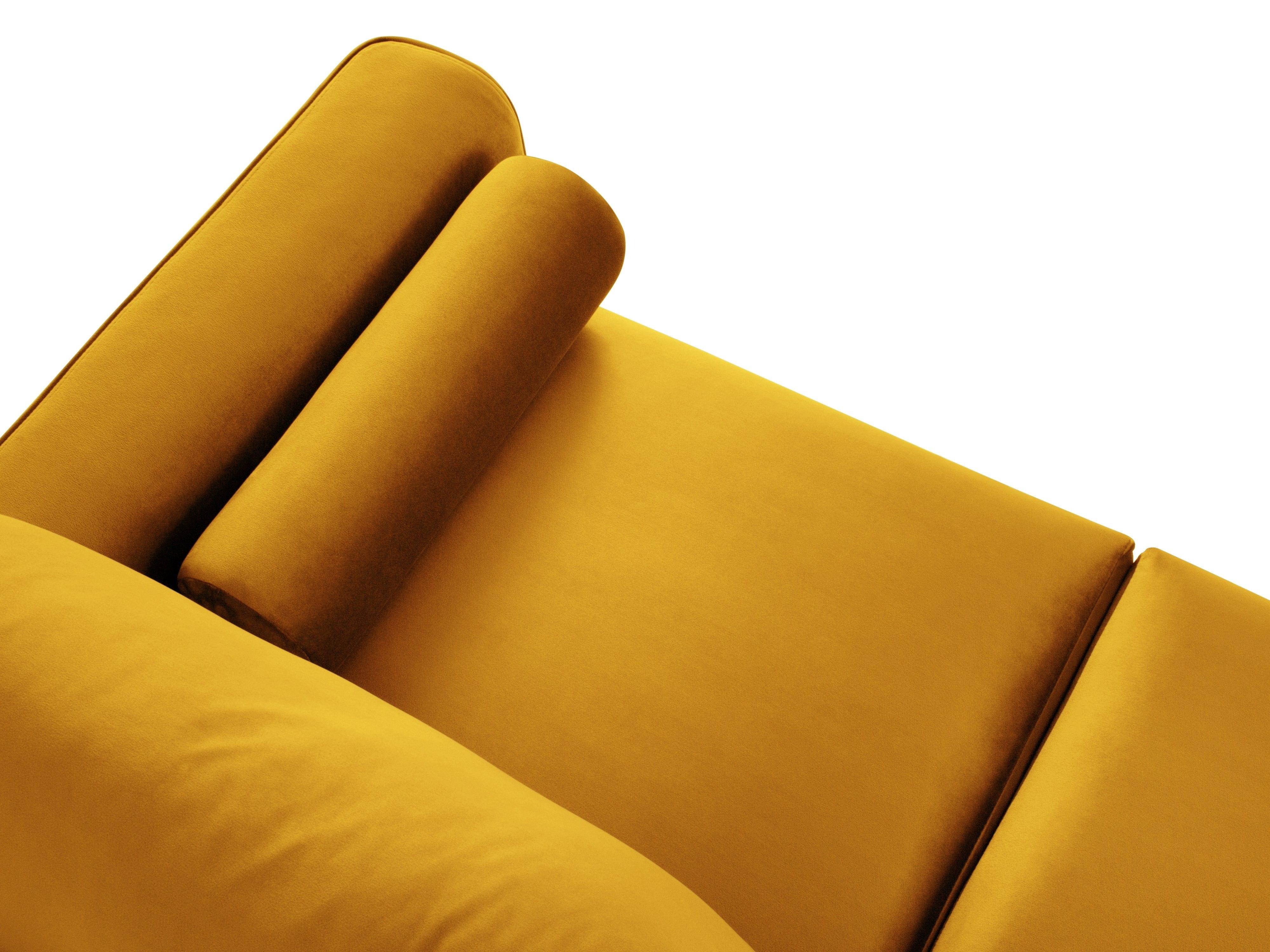 narożnik aksamitny z poduszkami żółty 