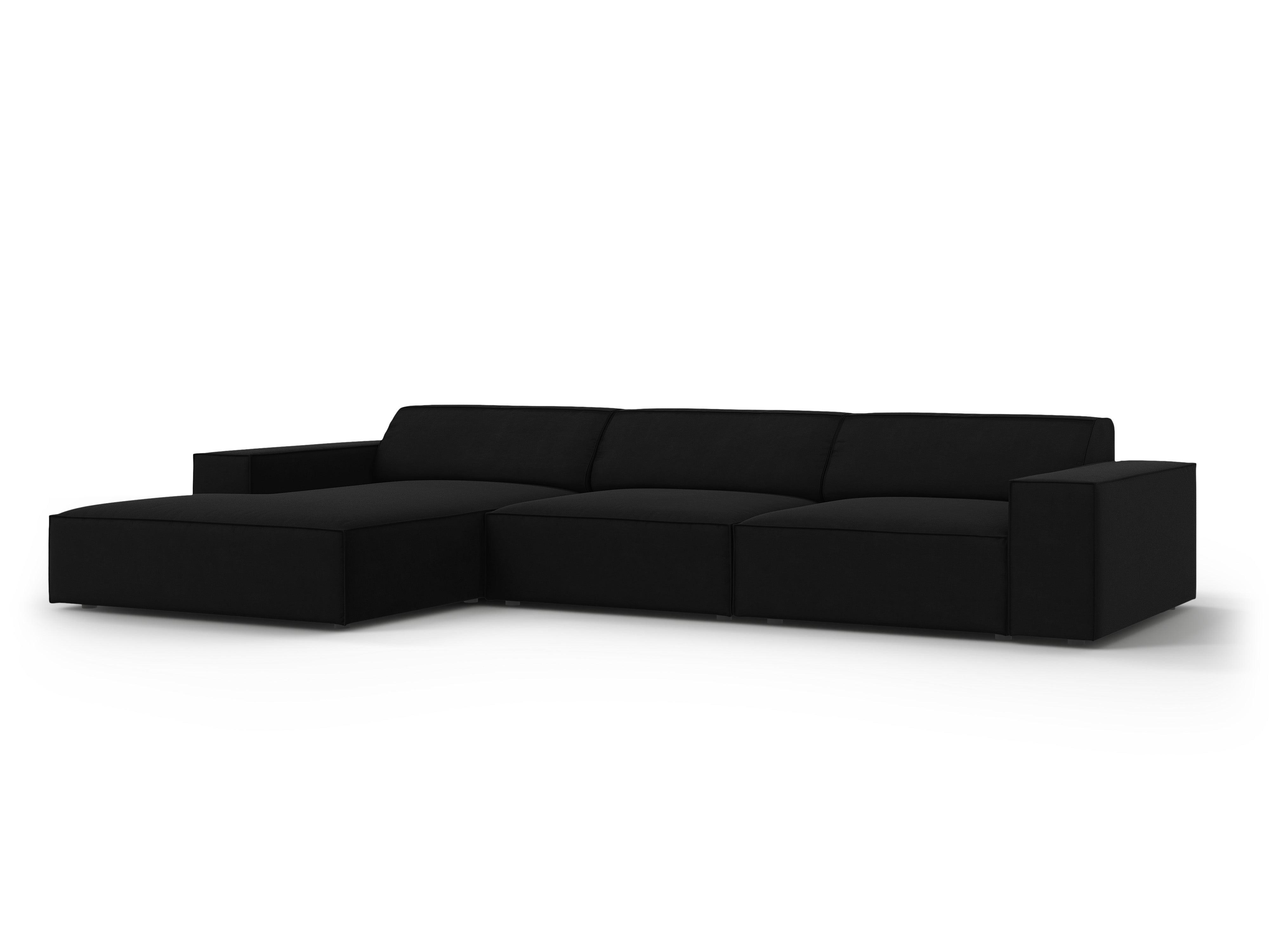 Narożnik aksamitny lewostronny 4-osobowy JODIE czarny Micadoni    Eye on Design