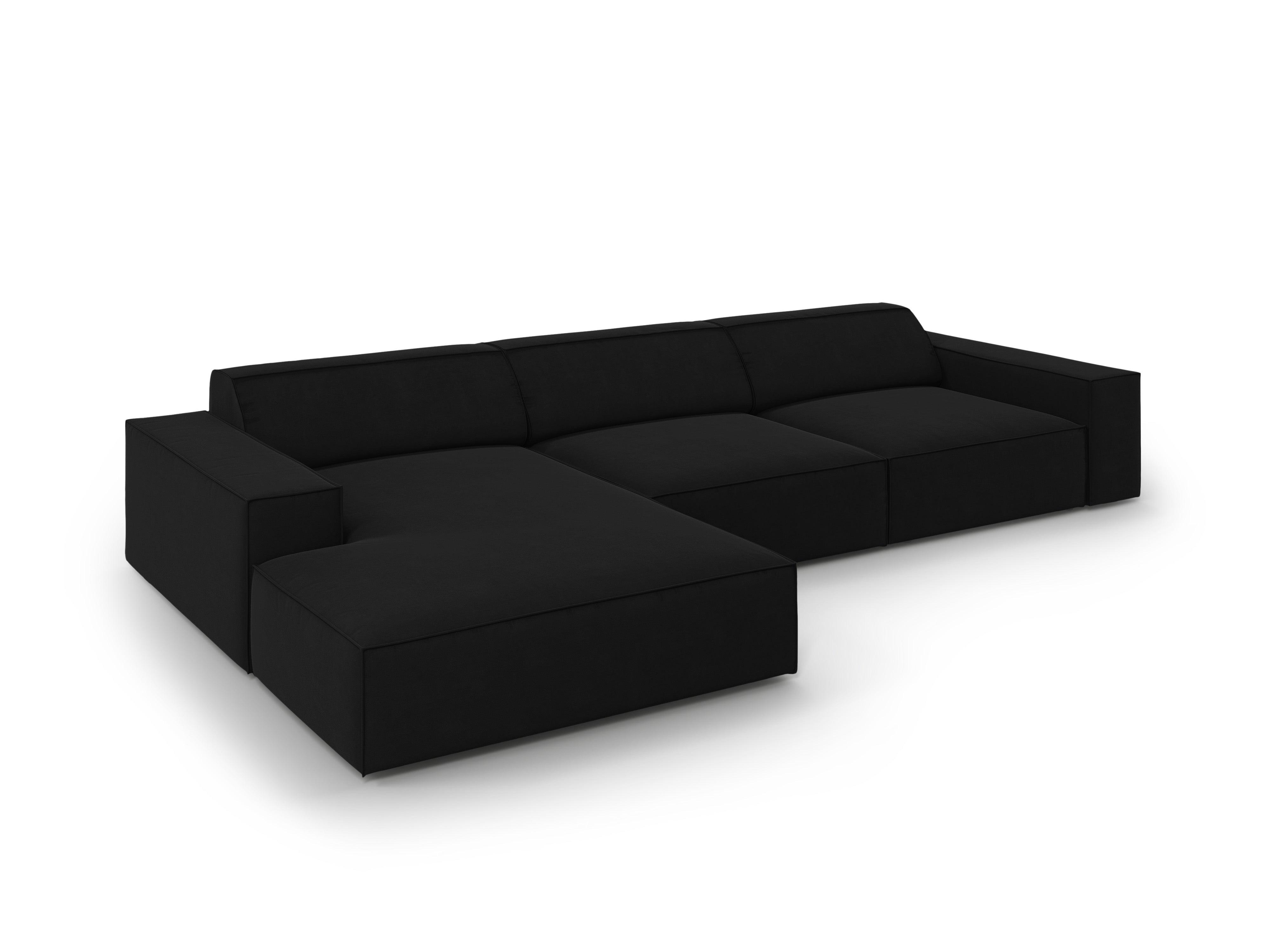 Narożnik aksamitny lewostronny 4-osobowy JODIE czarny Micadoni    Eye on Design