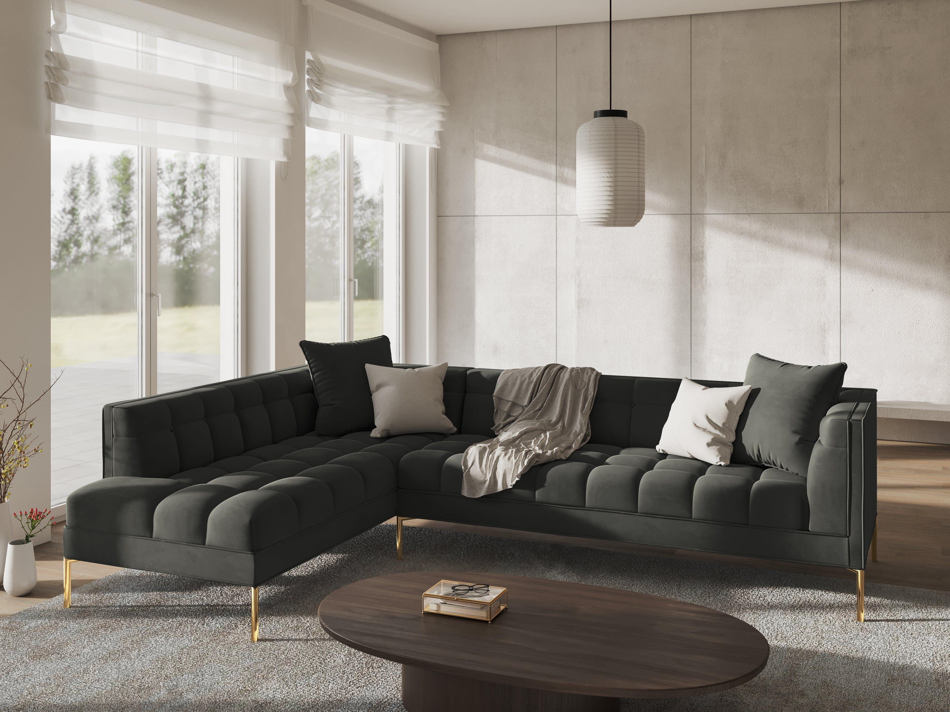 Narożnik aksamitny lewostronny KAROO ciemnoszary, Micadoni, Eye on Design