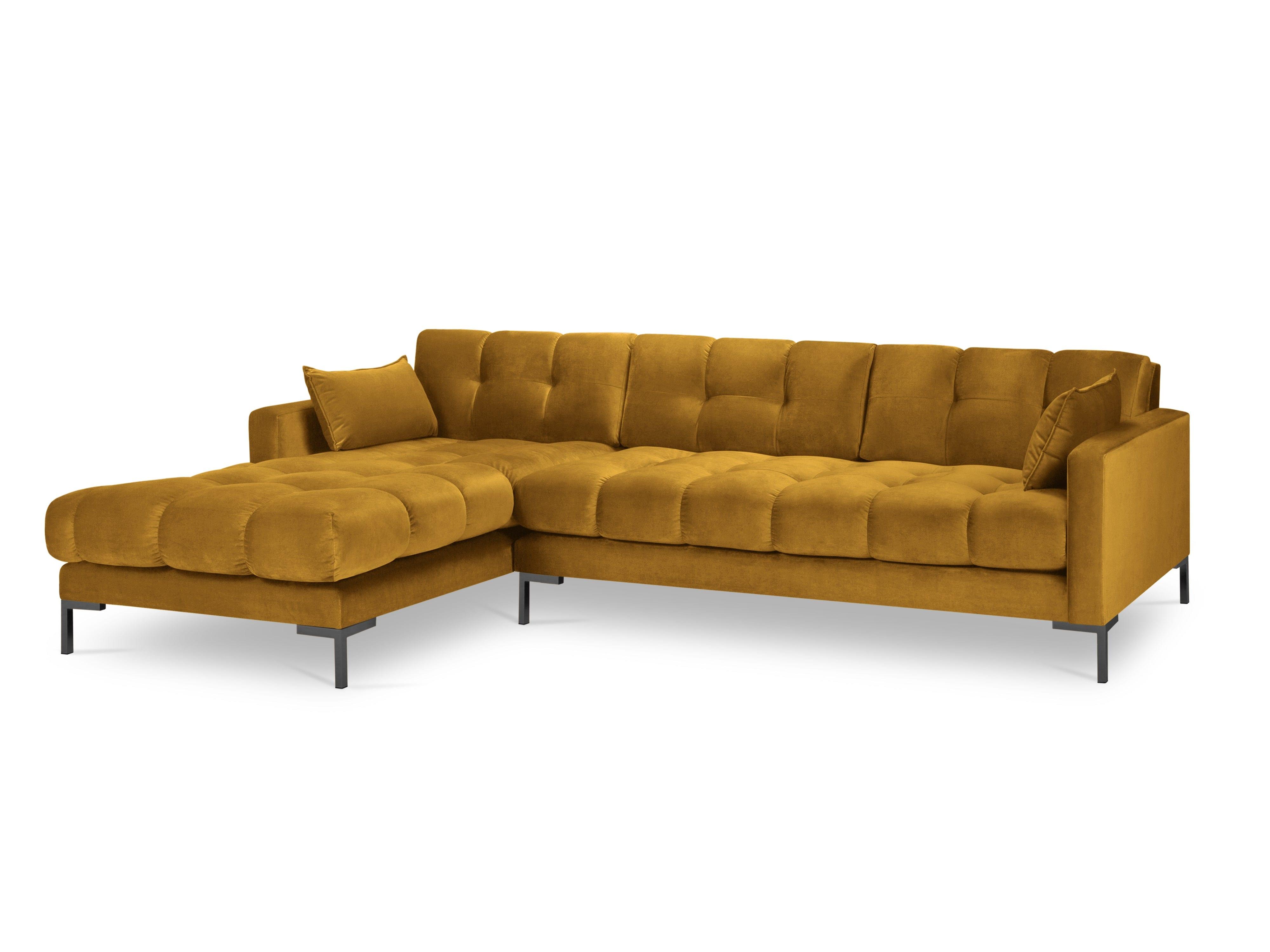 sofa żółta z czarną podstawą 