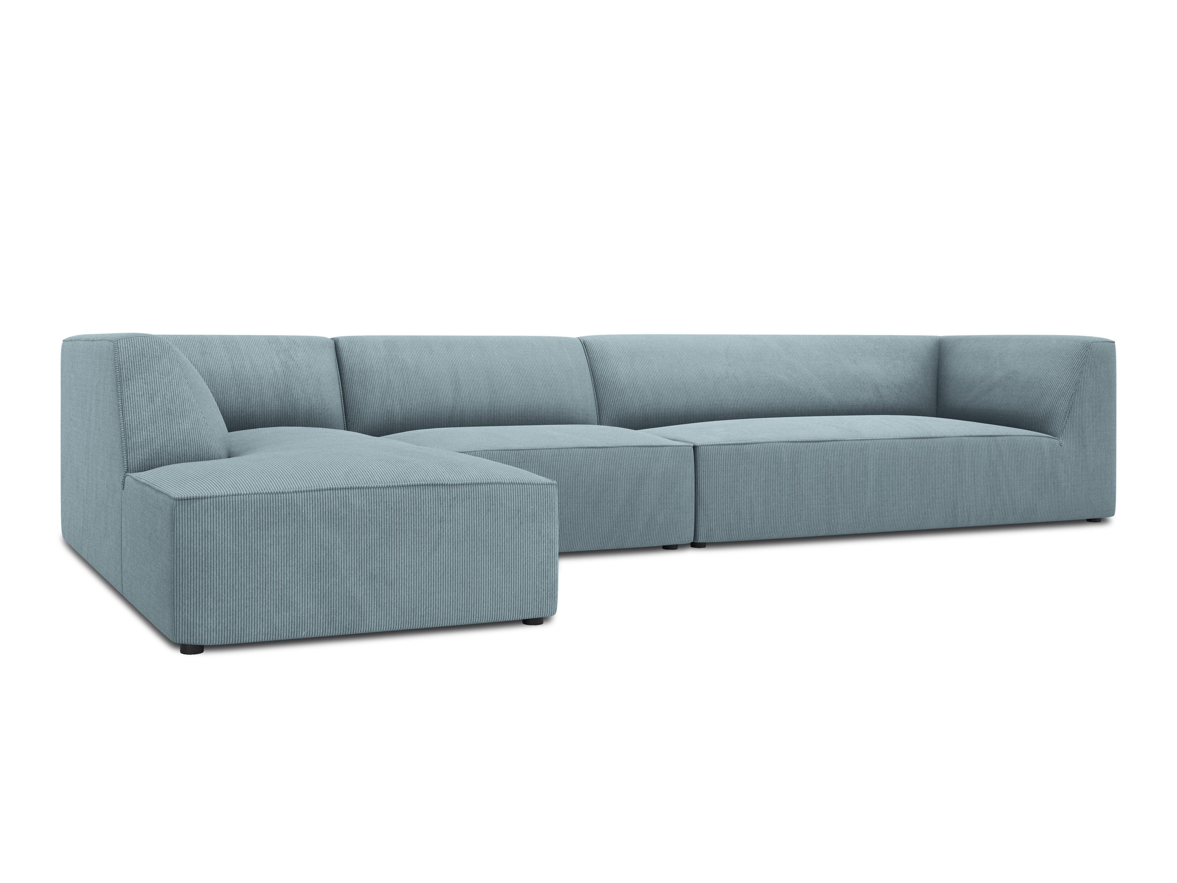 Narożnik sztruksowy 5-osobowy lewostronny RUBY jasnoniebieski Micadoni    Eye on Design