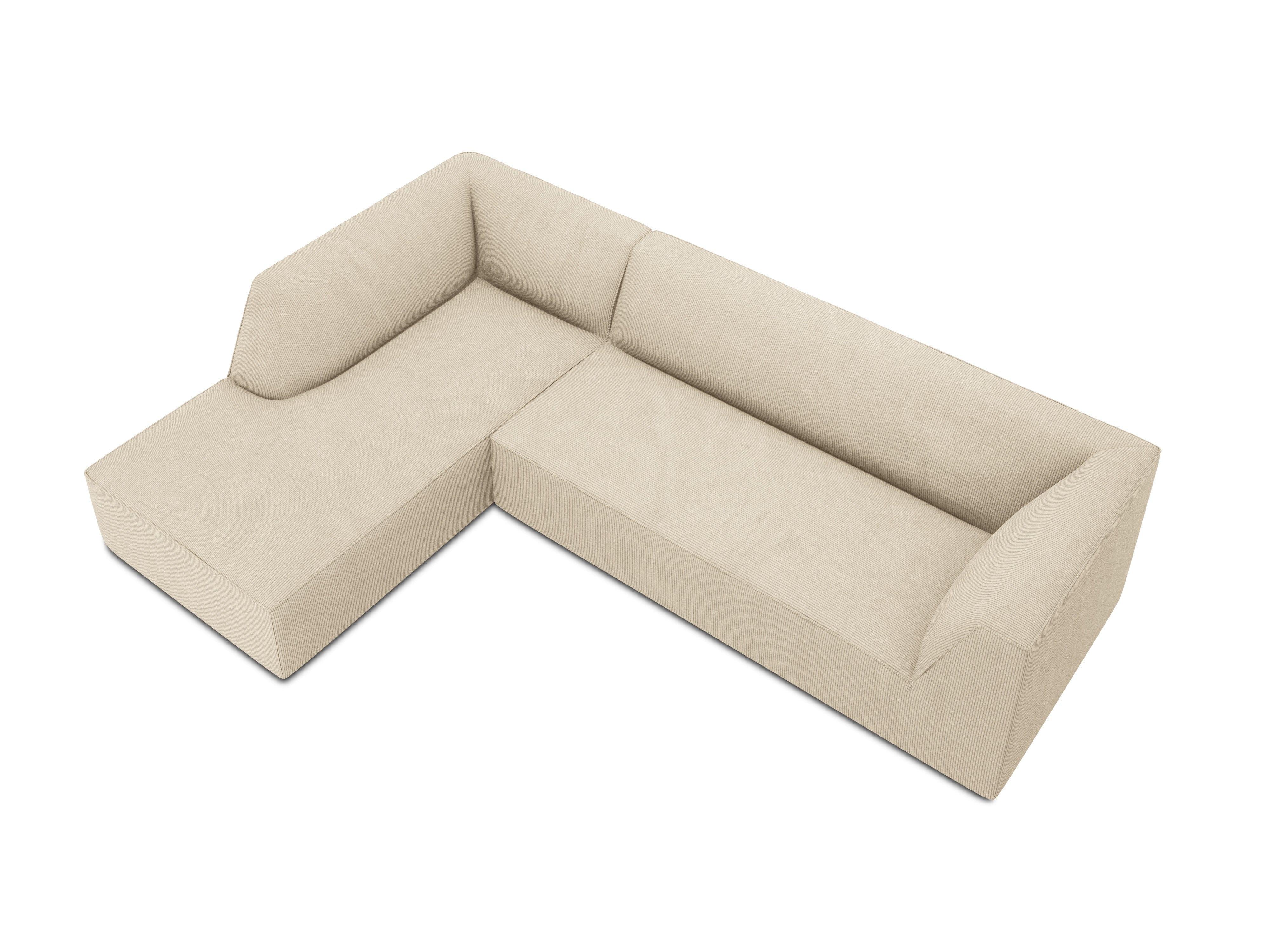 Narożnik sztruksowy 4-osobowy lewostronny RUBY beżowy Micadoni    Eye on Design