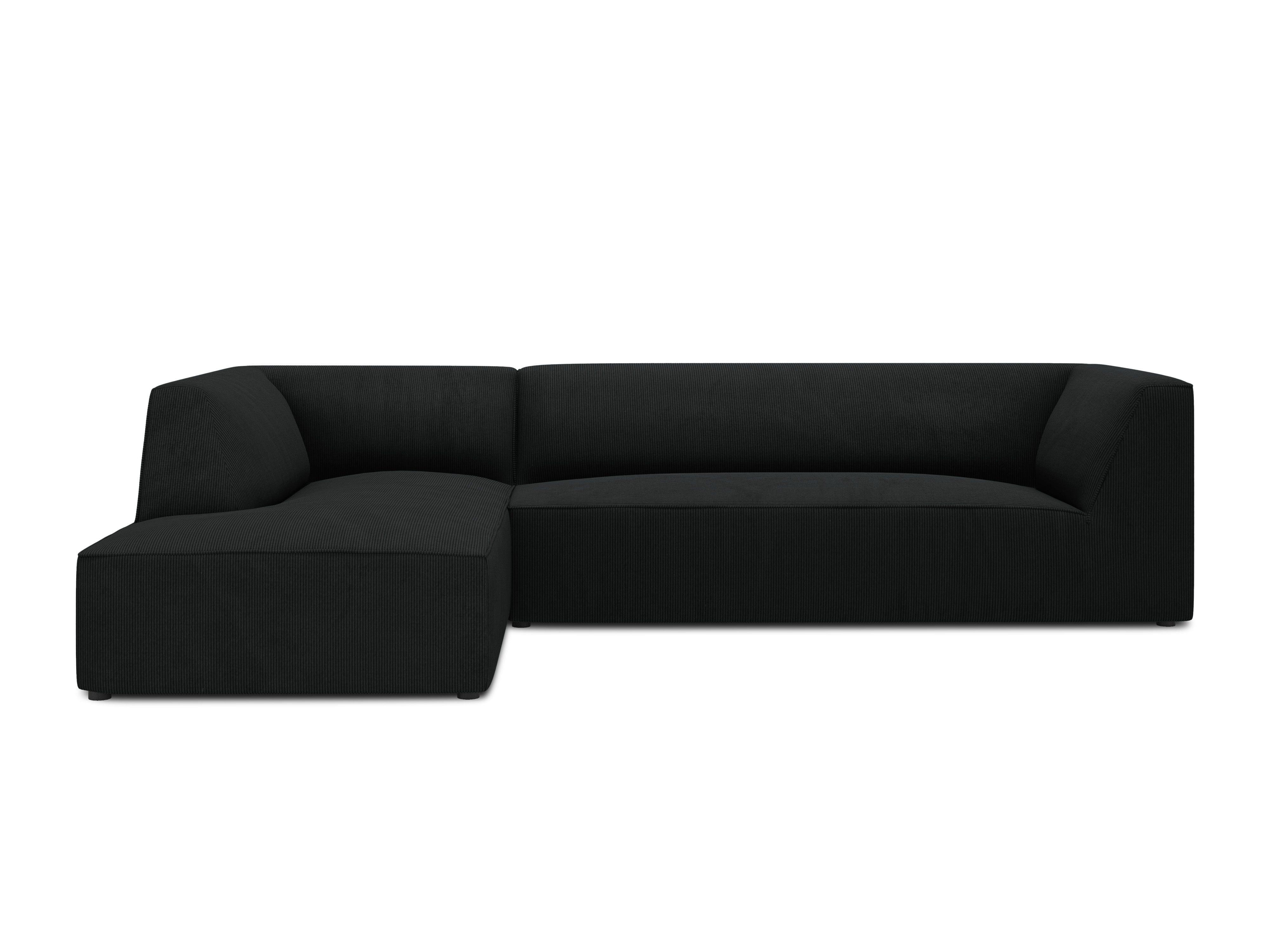 Narożnik sztruksowy 4-osobowy lewostronny RUBY czarny Micadoni    Eye on Design