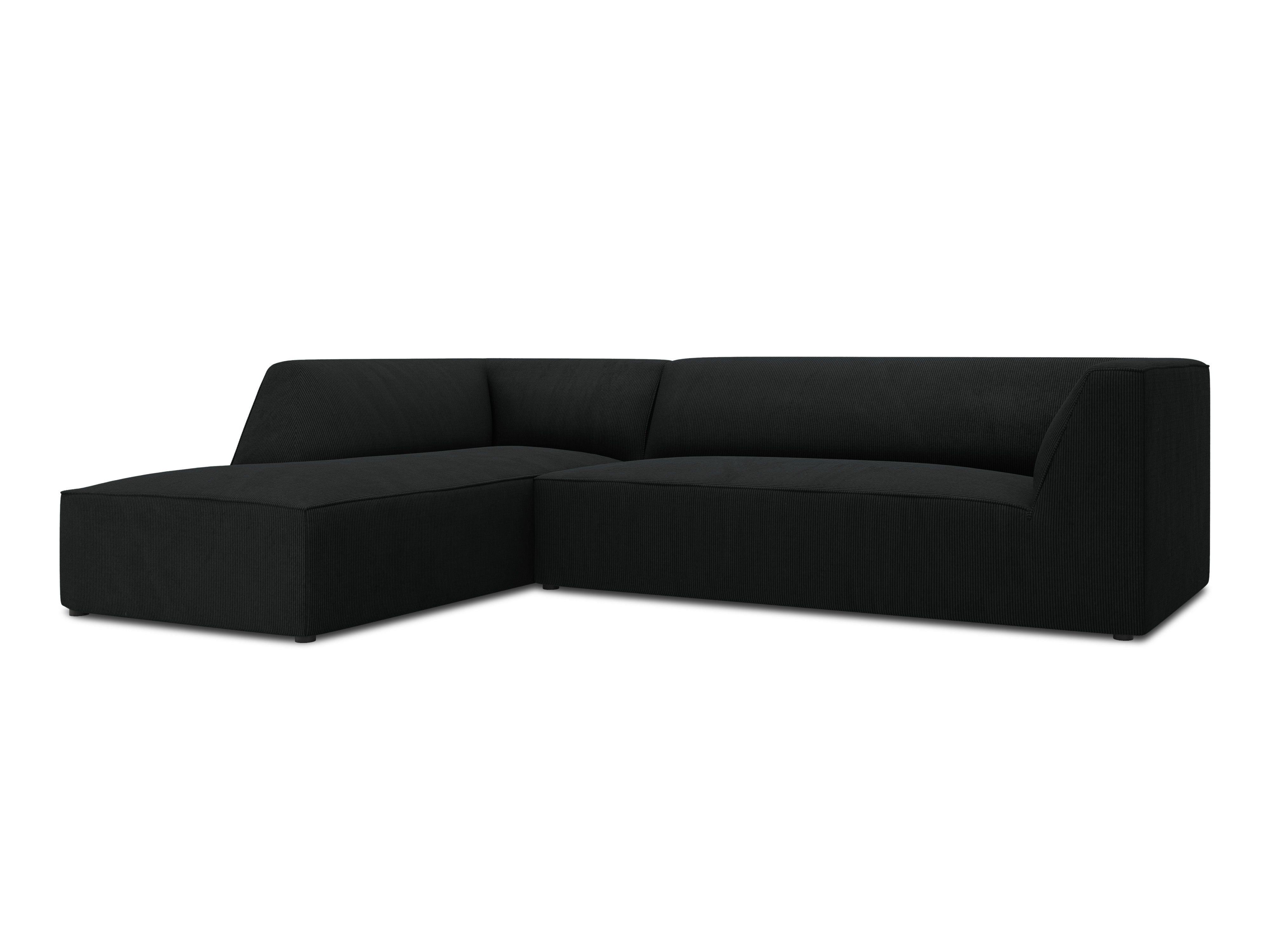 Narożnik sztruksowy 4-osobowy lewostronny RUBY czarny Micadoni    Eye on Design