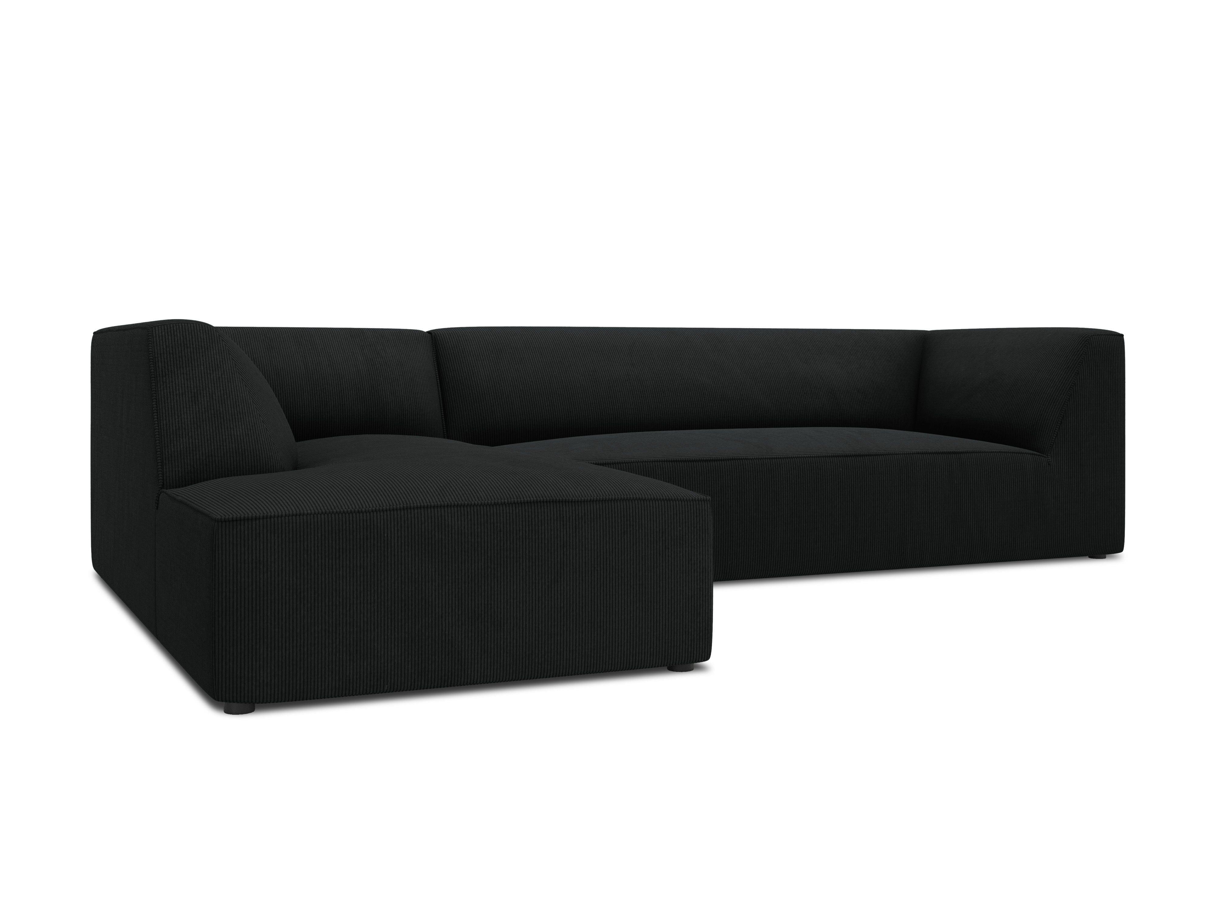 Narożnik sztruksowy 4-osobowy lewostronny RUBY czarny Micadoni    Eye on Design