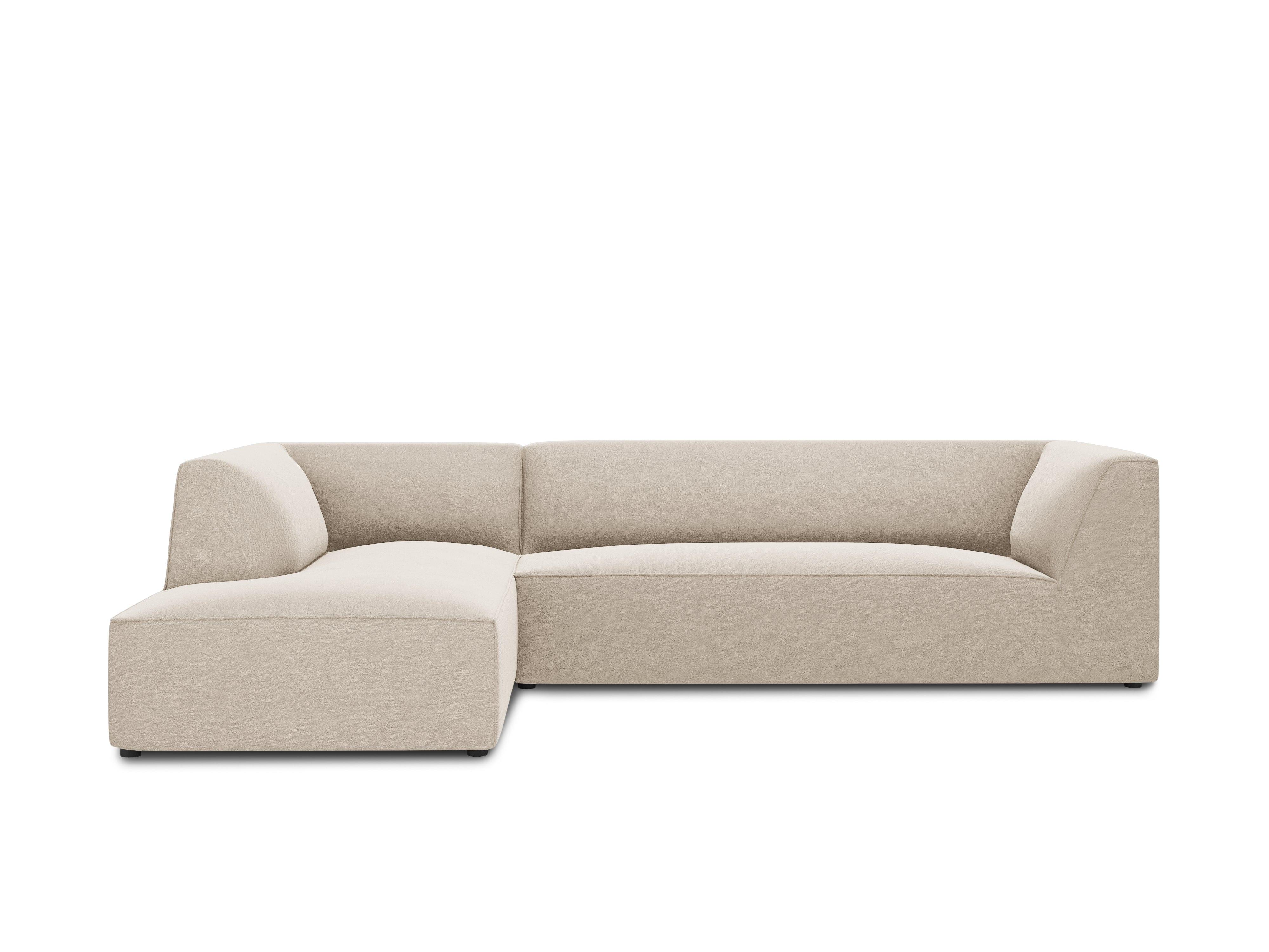 Narożnik aksamitny 4-osobowy lewostronny RUBY beżowy Micadoni    Eye on Design